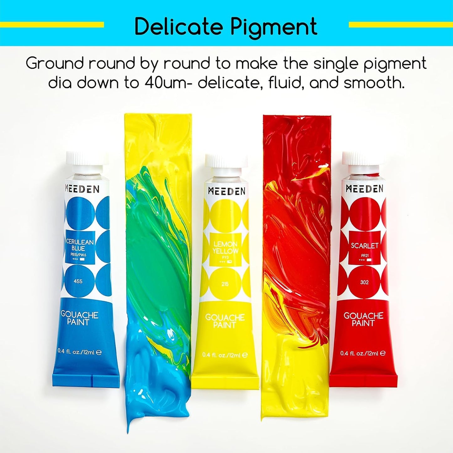 MEEDEN Gouache Paint Tube Set - 48 x 12ml (0.4 oz) Colors Art Paint Supplies for Artists Students Beginners - Rich Pigment Art Paints for Canvas Painting