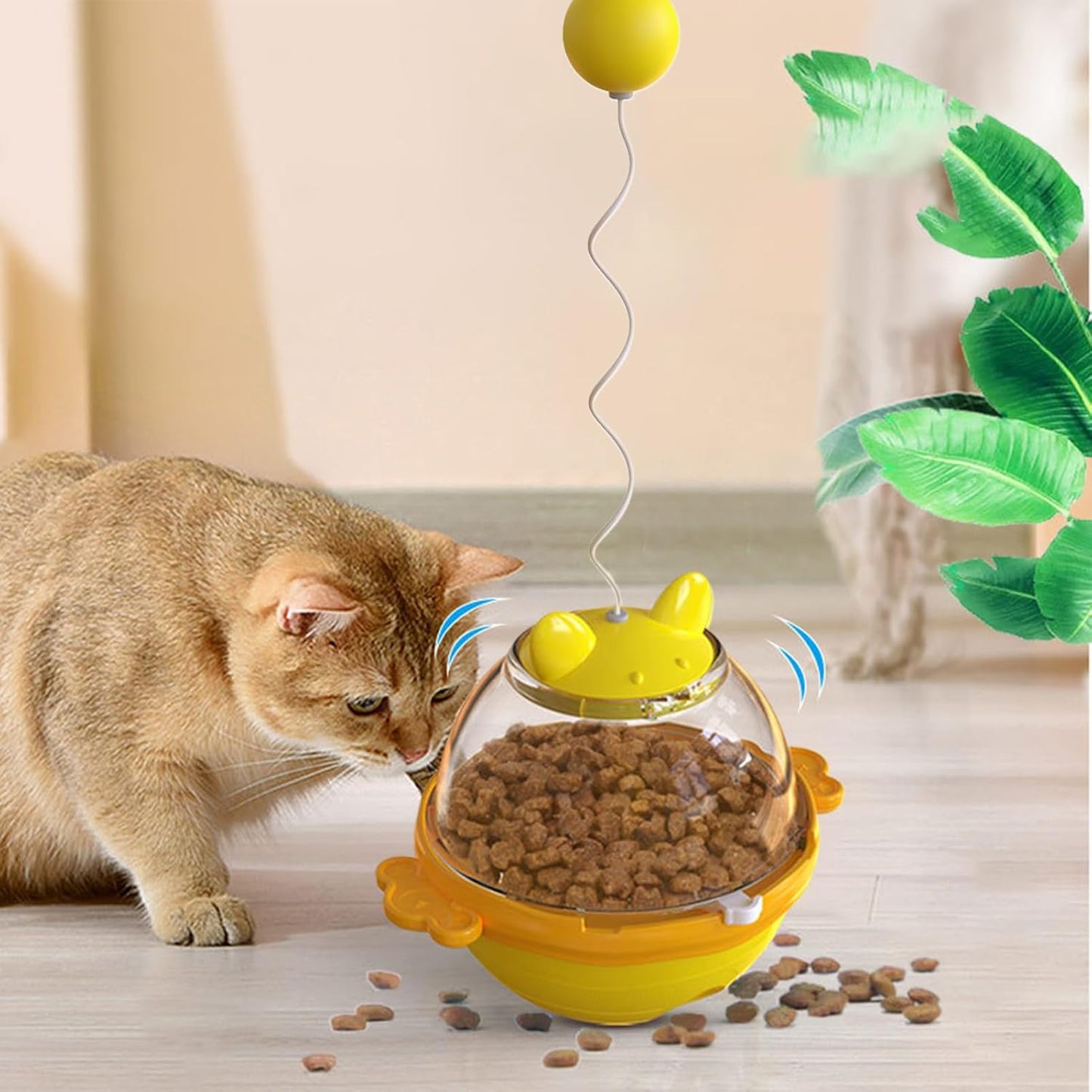Cat Treat Toy, Puzzle Feeder, Interactive Trainer, 11.02x5.47x4.41 Inches Slow Dispensing Design, Durable Safe Material, Multicolor, for Indoor Cats, Garden, Bedroom, Home, Balcony, Study Use