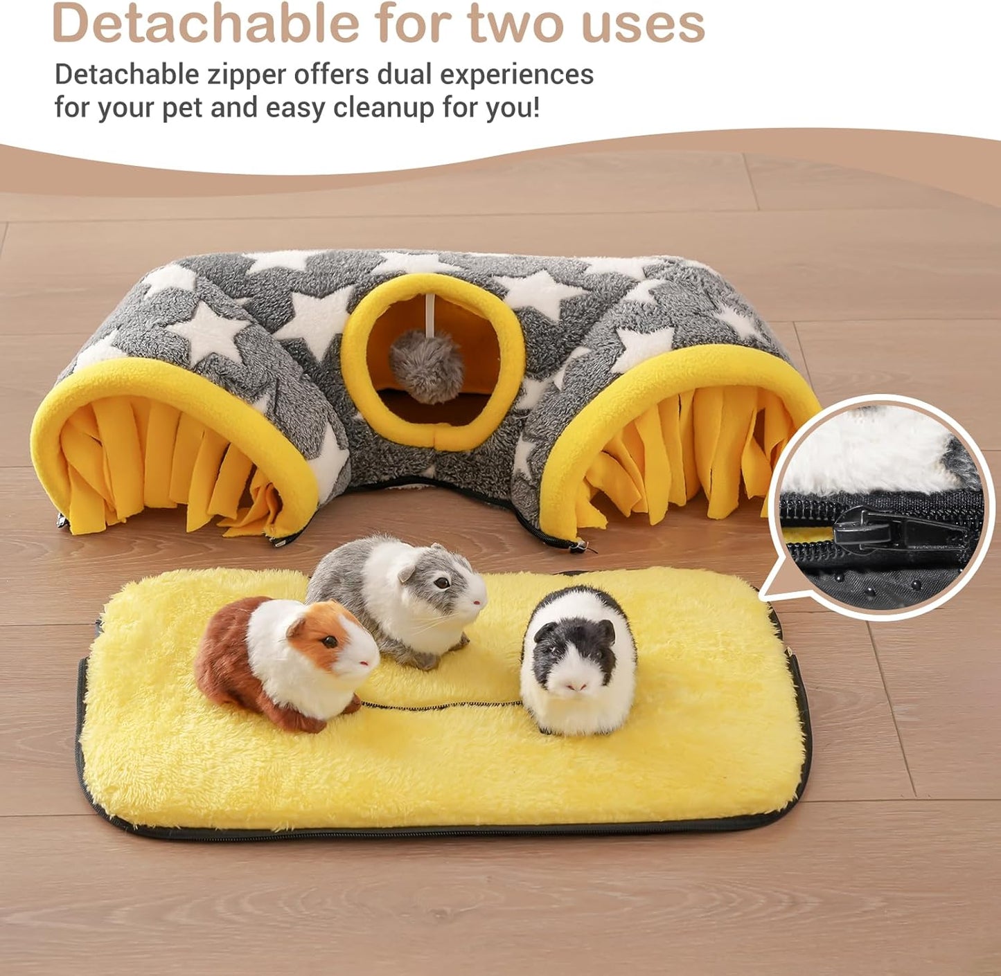Avont Guinea Pig Hideout Tunnel, Large Hideaway Play Tube Toys Mat for Small Animal Dwarf Rabbits Bunny Chinchillas Hamsters Hedgehogs Ferrets Bearded Dragons and Rats -Star