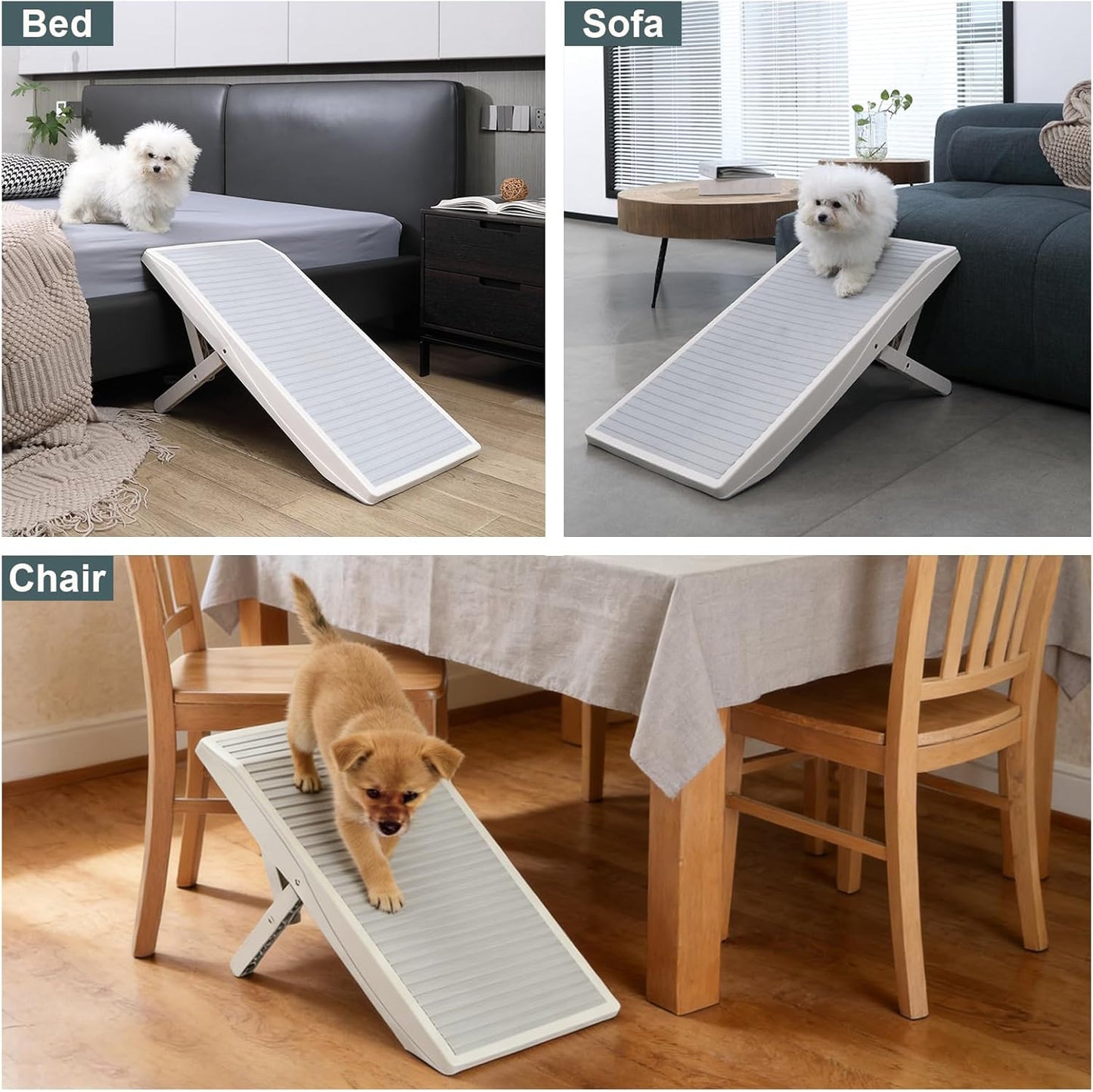 Dog Ramp for Bed& Couches – 4 Heights up to 18.31", Anti-Slip, Portable, Supports 100 lbs – Easy-Clean Pet Stairs for Small & Senior Dogs