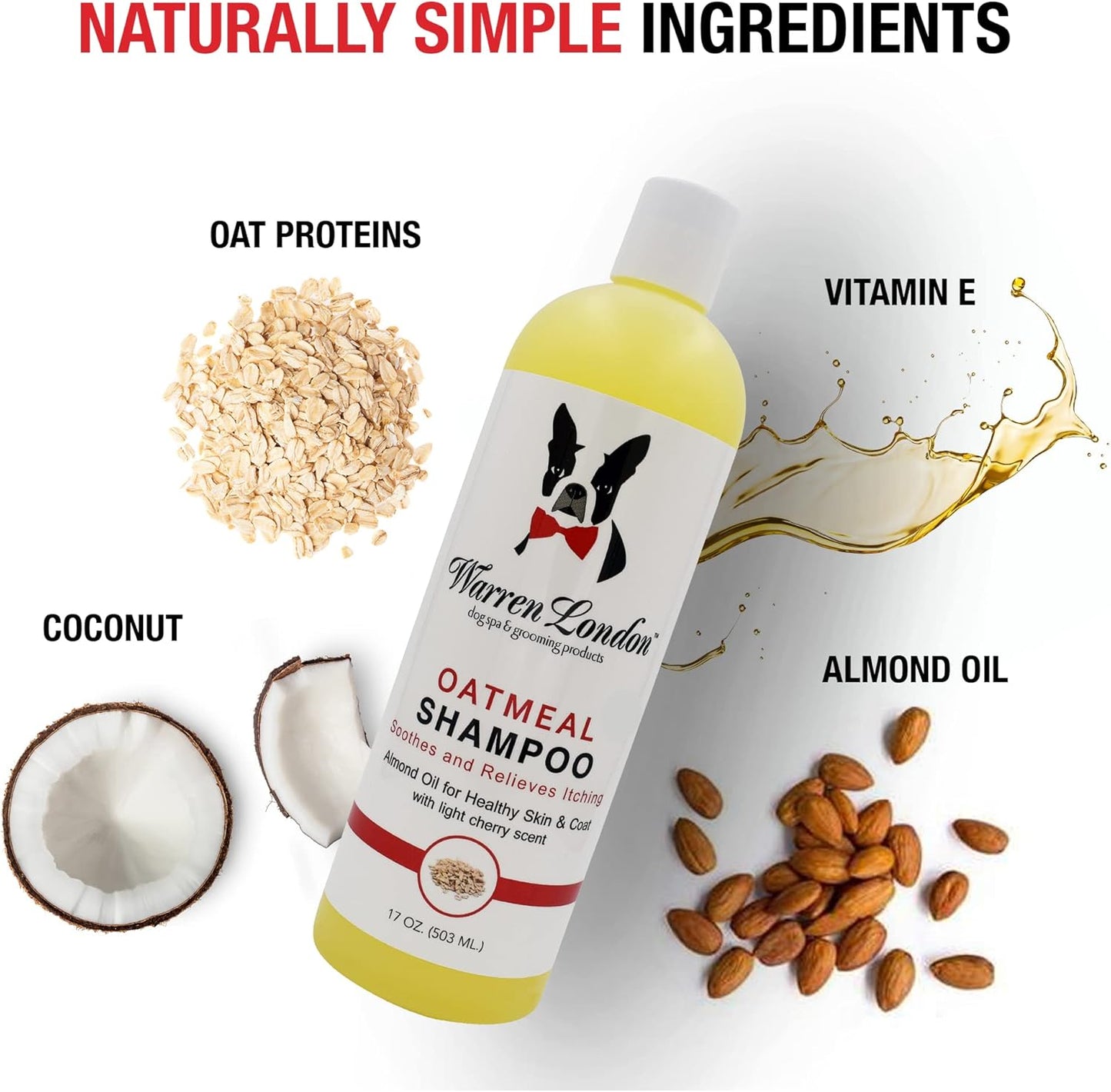 Warren London Oatmeal Dog Shampoo - Fast Itch Relief for Dry, Sensitive, & Irritated Skin - Infused with Vitamins & Neem Oil - Made in USA - 1 Gallon