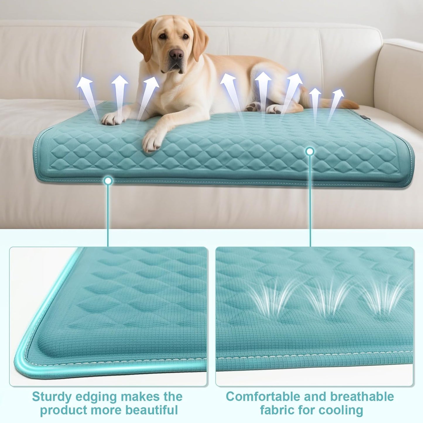 Newly Upgraded Dog Cooling Mat 34x23 in,Ice Breathable Fabric, Solid Silicone Honeycomb Heat Dissipation Structure, Long-Lasting Coolness Cooling Mat for Dogs(Q-Max>0.5) Washable& Non-Toxic