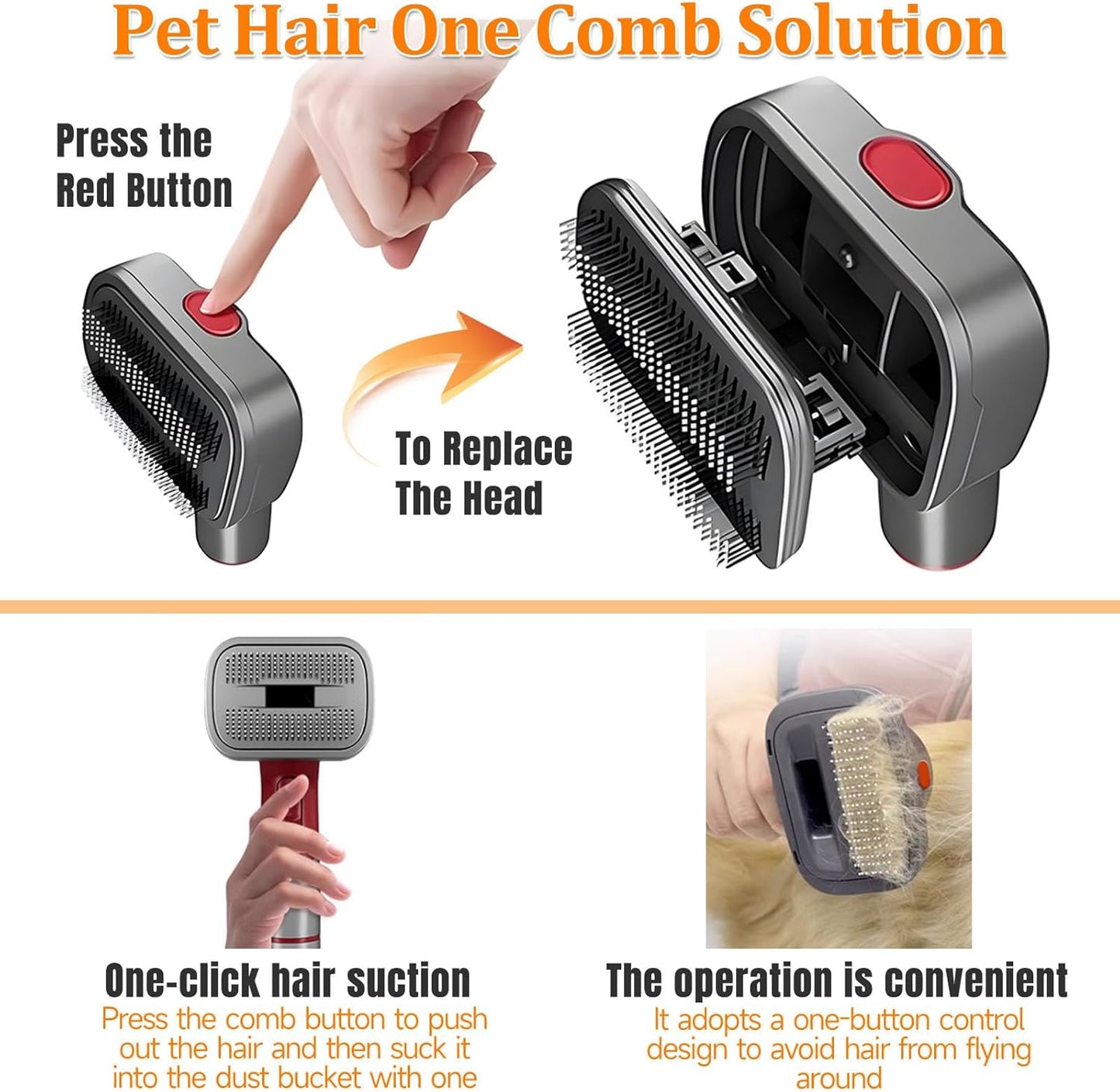 Pet Dog Grooming Attachment Kit, Deshedding Brush Attachment for V15, V11, V10, V8, V7 – Effective Grooming & Cleaning – Hair Grooming Tools for Dog and Cat, 3 Pack