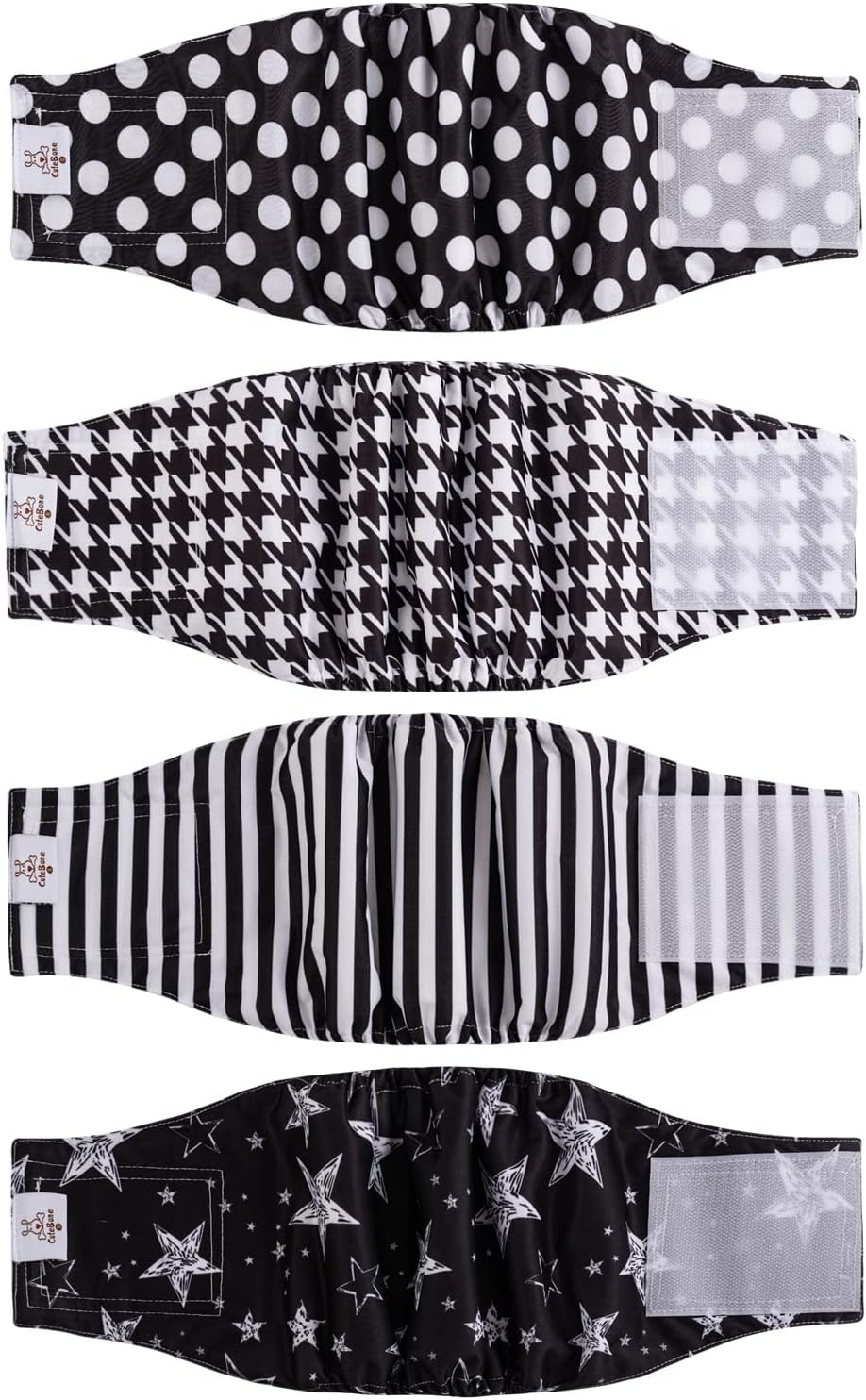 CuteBone Dog Diapers Male 4 Pack Puppy Wraps Reusable Doggie Belly Bands for Male Dogs Small Medium Large