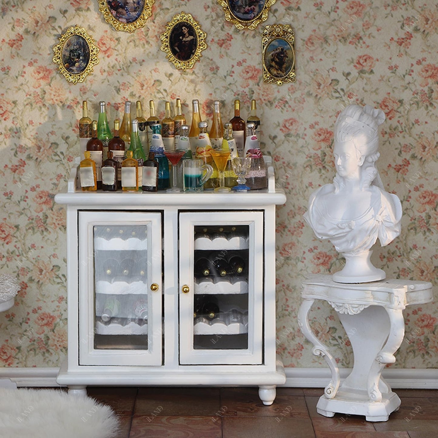 iLAND 1/12 Scale Accessories Mini Wine Bottles Glasses 42pcs Set Dollhouse Miniatures Bar Champagne Cocktail for Action Figure Accessories Mini Cake Toppers Cute Dollhouse Food