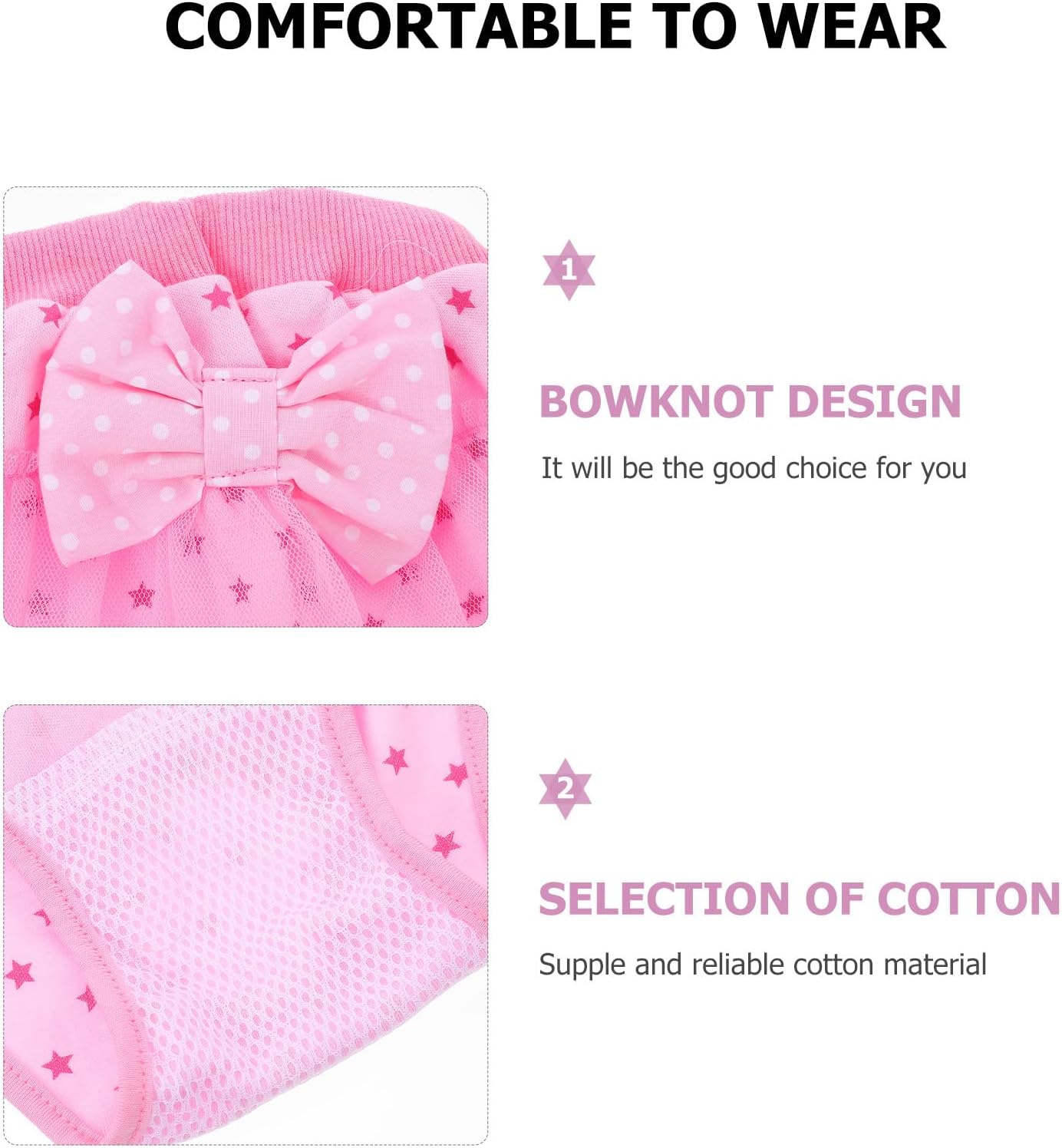 Milisten Female Dog Diaper Panties Reusable Washable Puppy Sanitary Diaper Lace Bow Pink Medium for Heat Cycle Protection and Pet Housebreaking
