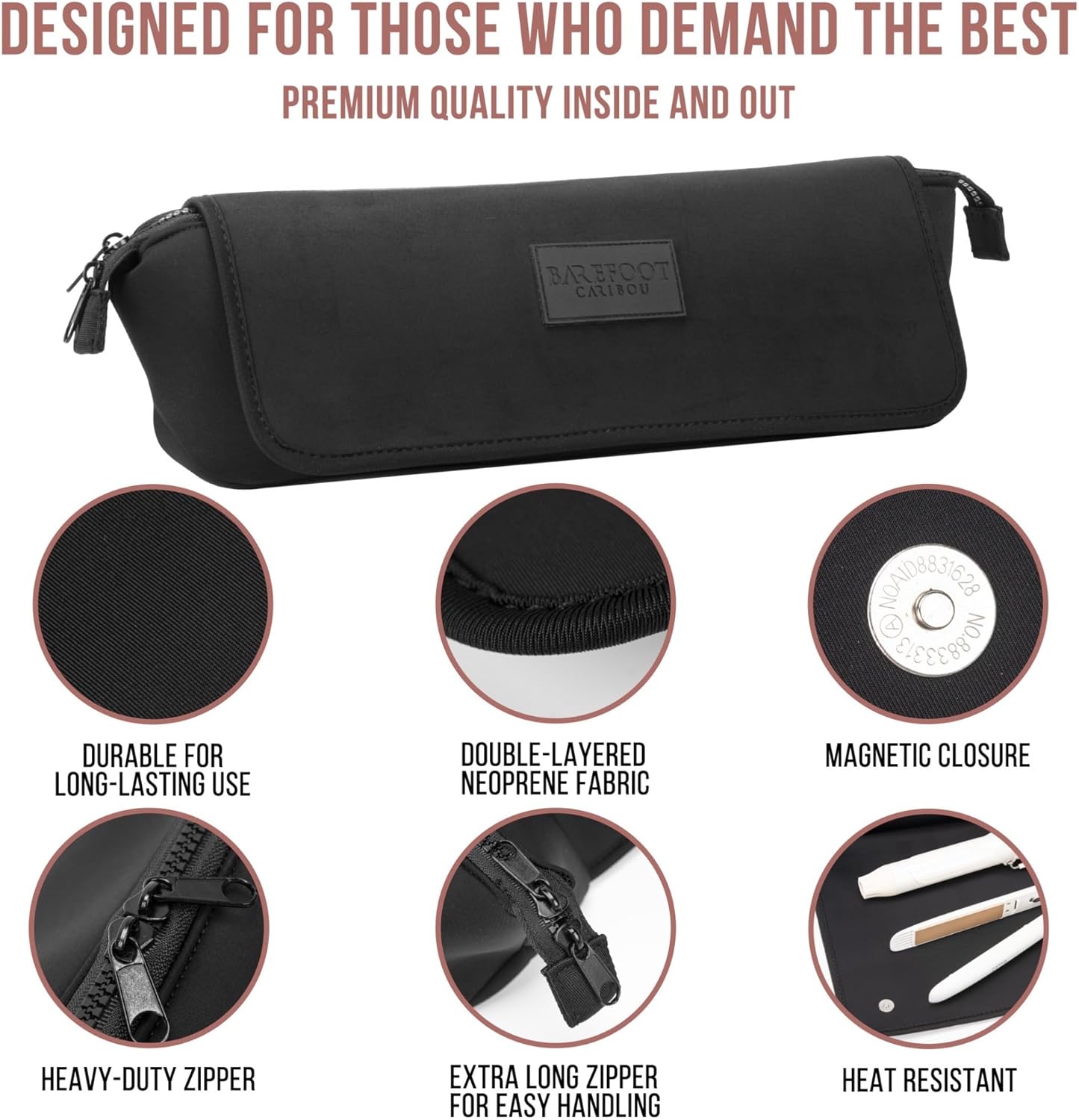 BAREFOOT CARIBOU Hair Tools Travel Bag and Heat Resistant Mat for Flat Irons, Straighteners, Curling Iron, and Haircare Accessories, 2-in-1 design, with Interior Pockets, Portable Organizer