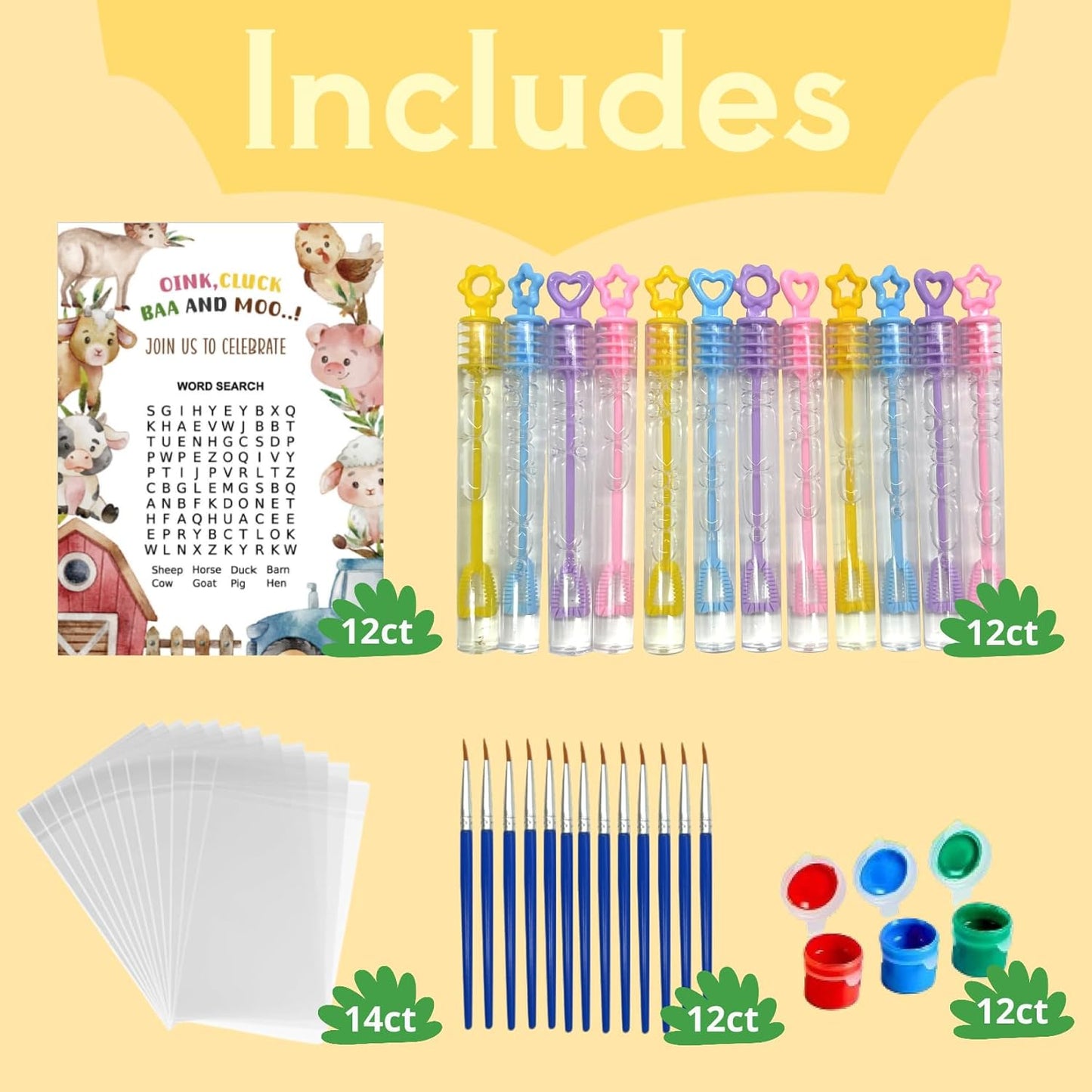 GEECOZYLIFE Farm Animals Party Favors - 12PCS Farm Animal Wooden Craft Kit - Barnyard DIY Party Favors, Birthday Party Supplies, Goodie Bag Fillers, Thank You Gifts, School Rewards Crafts