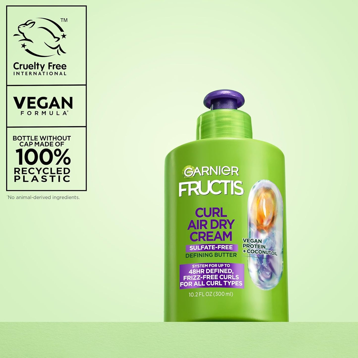 Garnier Fructis Curl Nourish Air Dry Cream, Sulfate Free Defining Butter Leave-in Conditioner, 10.2 Fl Oz, 2 Count (Packaging May Vary)
