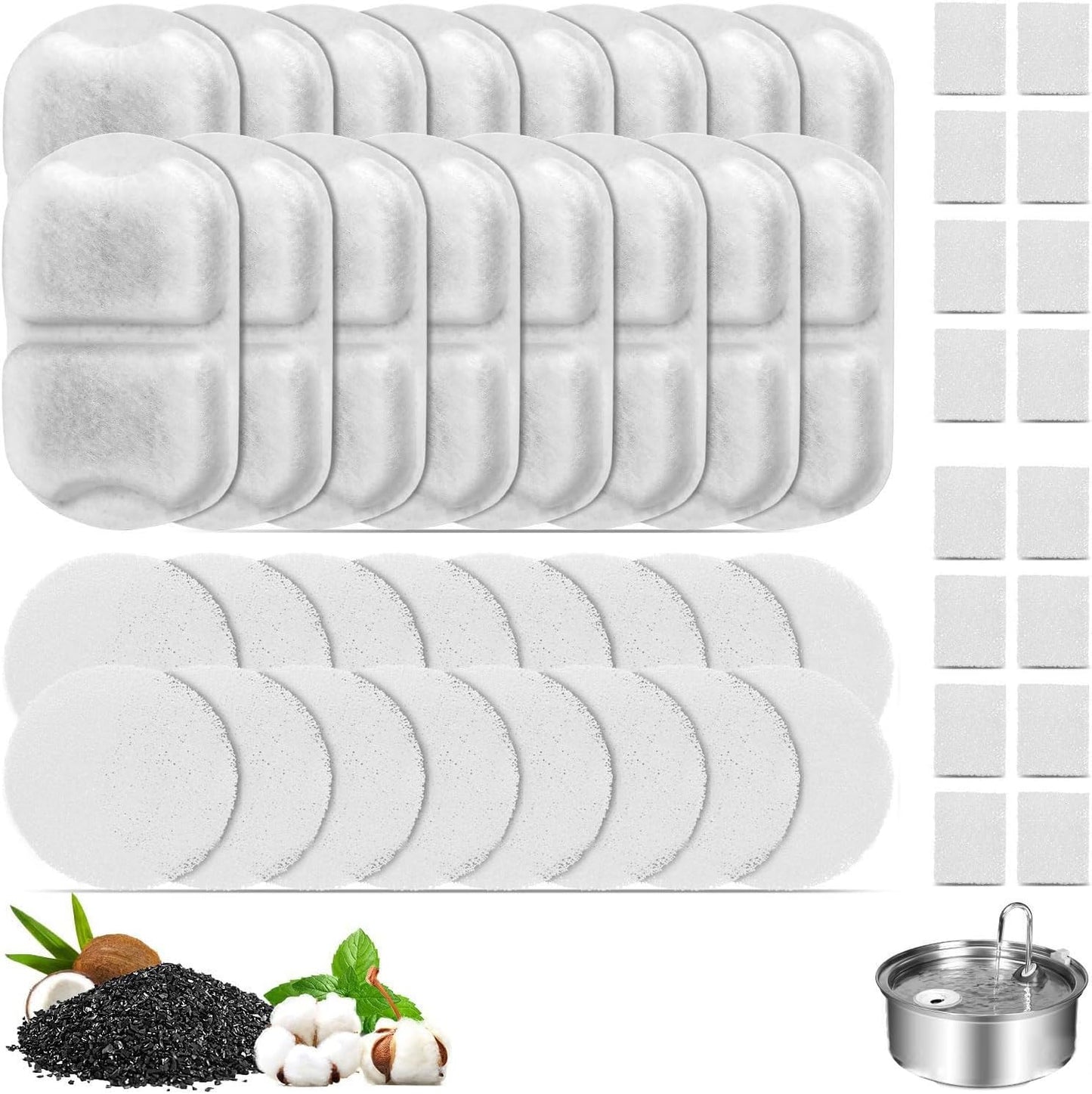 High Efficiency Pet Water Dispenser Filter And Foam Set For Pet Fountain 7L Drinking Dispenser Filter Replacement Set