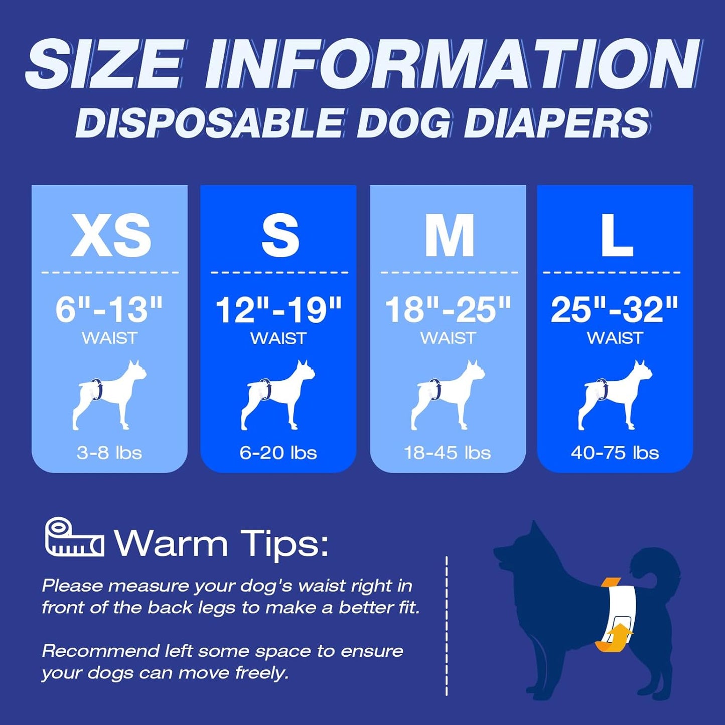 Pet Soft Male Dog Diapers - Disposable Male Dog Wraps with Wetness Indicator, Puppy Diapers for Pets Excitable Urination or Incontinence, 20pcs XSmall