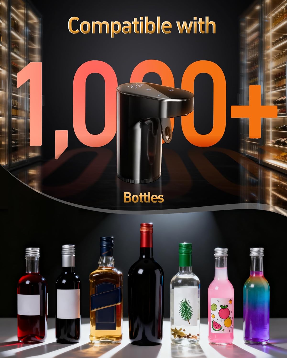 5-in-1 Electric Wine Decanter & Smart Liquor Dispenser - Easter Party Essential | Automatic Aerator with 1-999ml Precision Dosing | Easter Gift for Wine Lovers, Whiskey Enthusiasts & Hosts (Black)