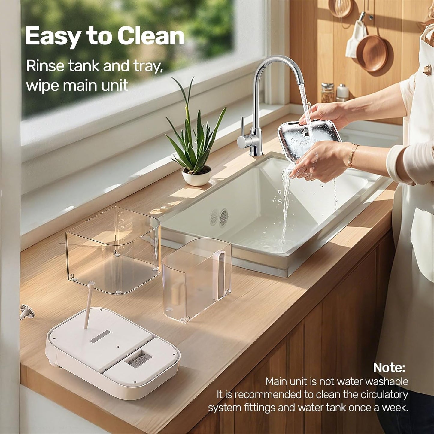 Cat Water Fountain, Wastewater Separation & No Filter Cotton, Pet Water Dispenser with 101oz/3L Large Capacity Tank, Wireless Automatic Water Fountains for Cats Indoor Cat Watering Supplies