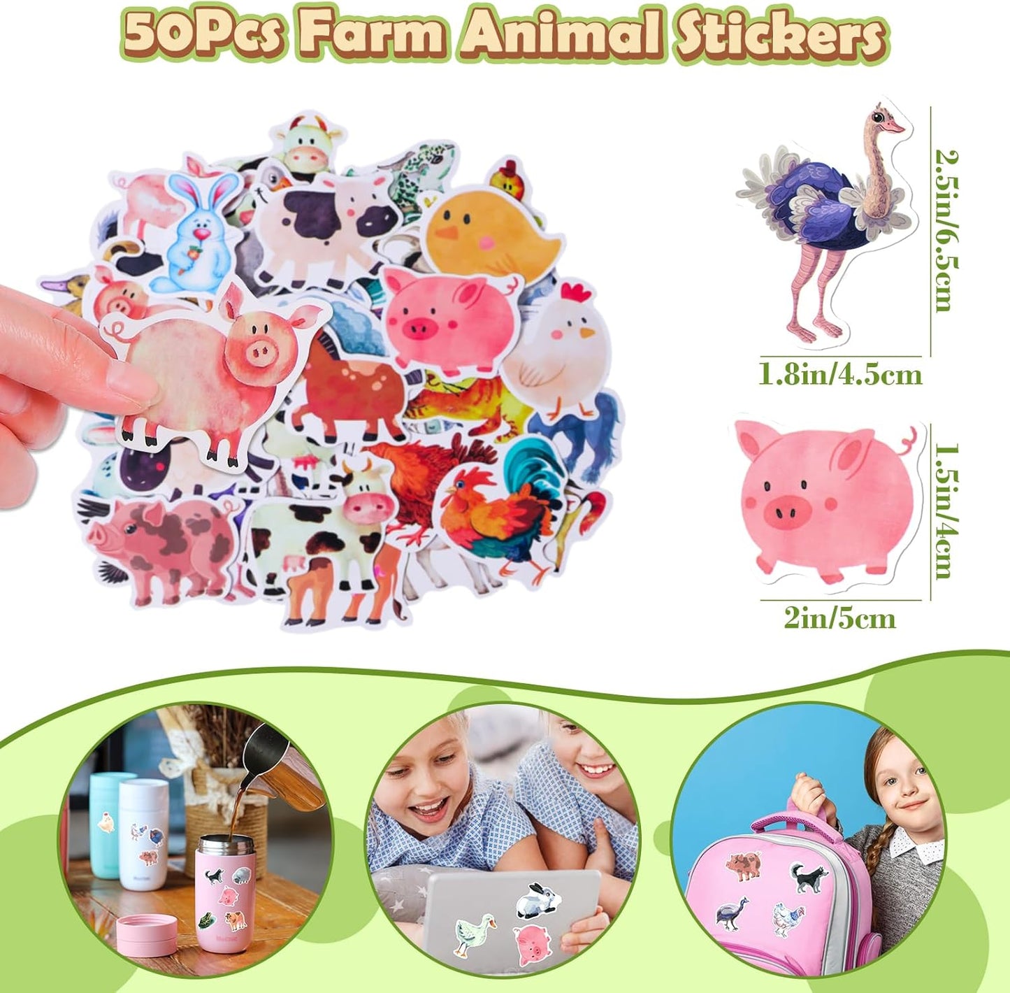 Winrayk 98Pcs Farm Animals Party Favors Barnyard Birthday Supplies, Drinking Straw Mini Bubble Wand Slap Bracelet Keychain Sticker, Goody Bag Stuffer Filler Girl Boy Kids Farm Theme Party Favors Decor