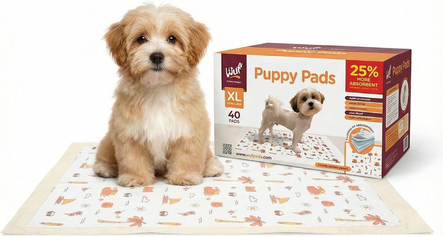 WUFHOUSE Potty Pads for Dogs - Extra Large with 5-Layer Absorbency, Leak Proof Odor Control Disposable Pads for Dogs & Multi-Pet Households - 35” x 24”, Pack of 40