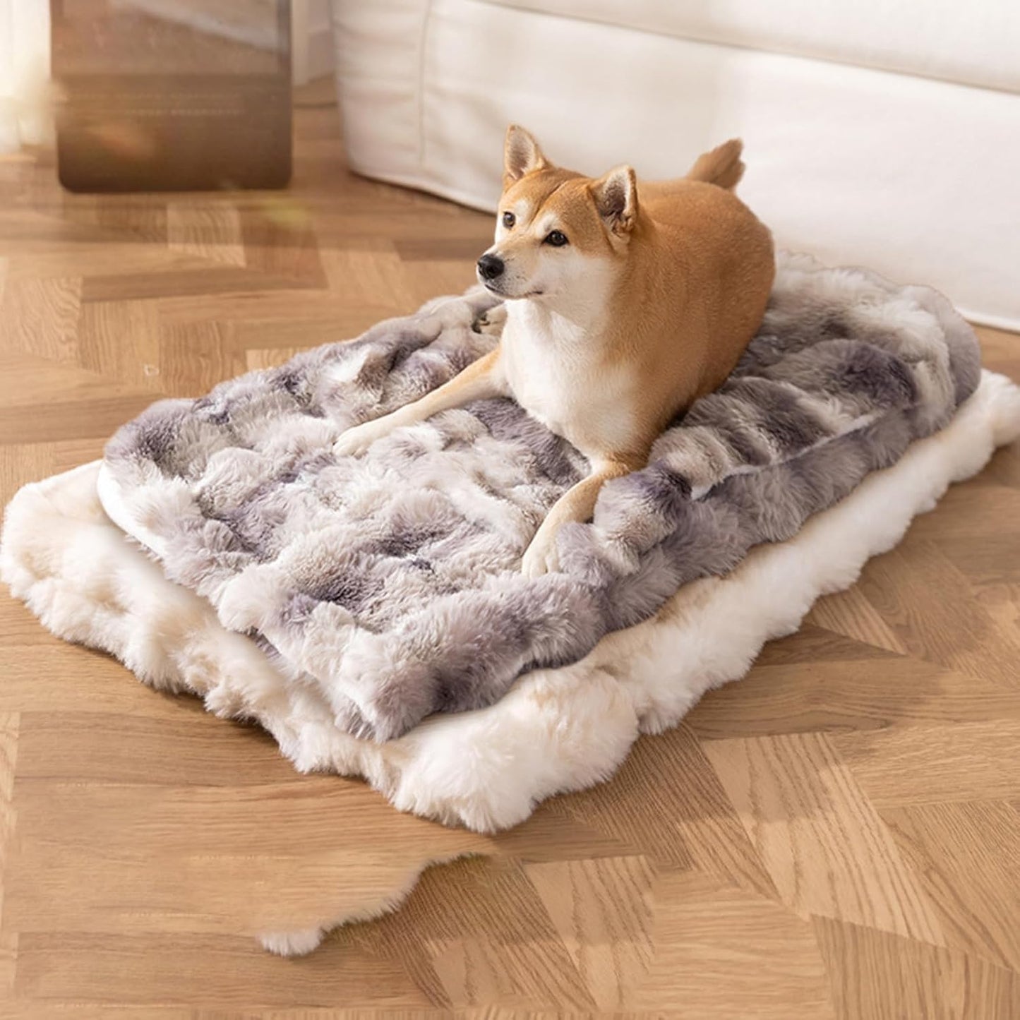 Pet Sofa Bed with Removable Furry Cover Soft Nest for Large Dogs & Cats Gift-Ready Design Crate Bed for Small Medium Dogs