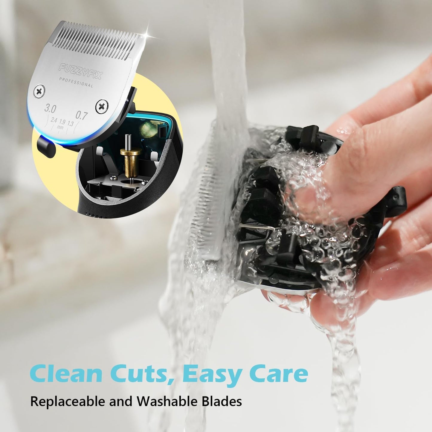 Dog Clippers for Grooming with 5-in-1 Blade, Dog Grooming Kit Cordless Rechargeable Hair Trimmer Detachable Stainless Steel Blade Pet Shaver for Small Puppy Paw Face Head Body