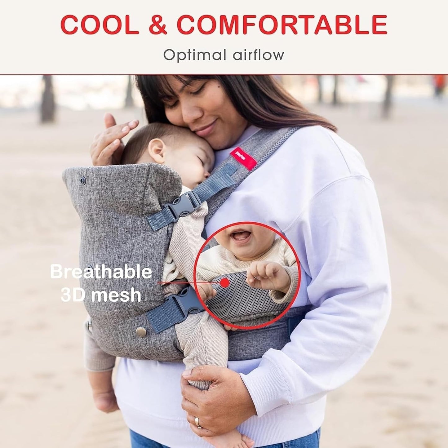 YOU+ME 4-in-1 Baby Carrier Newborn to Toddler 8-32 lbs - All-Position, Hip-Healthy Newborn Carrier, Adjustable Baby Carriers with Breathable 3D Mesh Panels & 2-in-1 Snap-On Bib (Black)