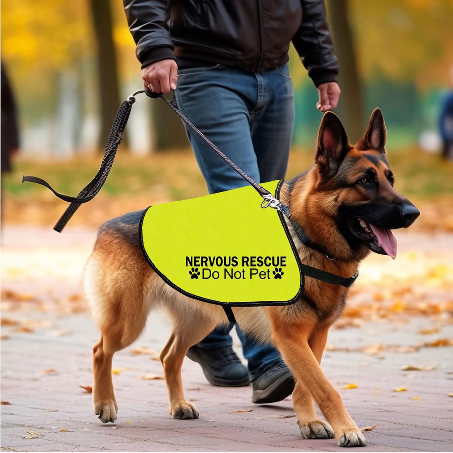 CENWA Nervous Ask to Pet/Do Not Approach Jacket - Space Dog Walking Slogan Warning Vest (Nervous Rescue Pet L)
