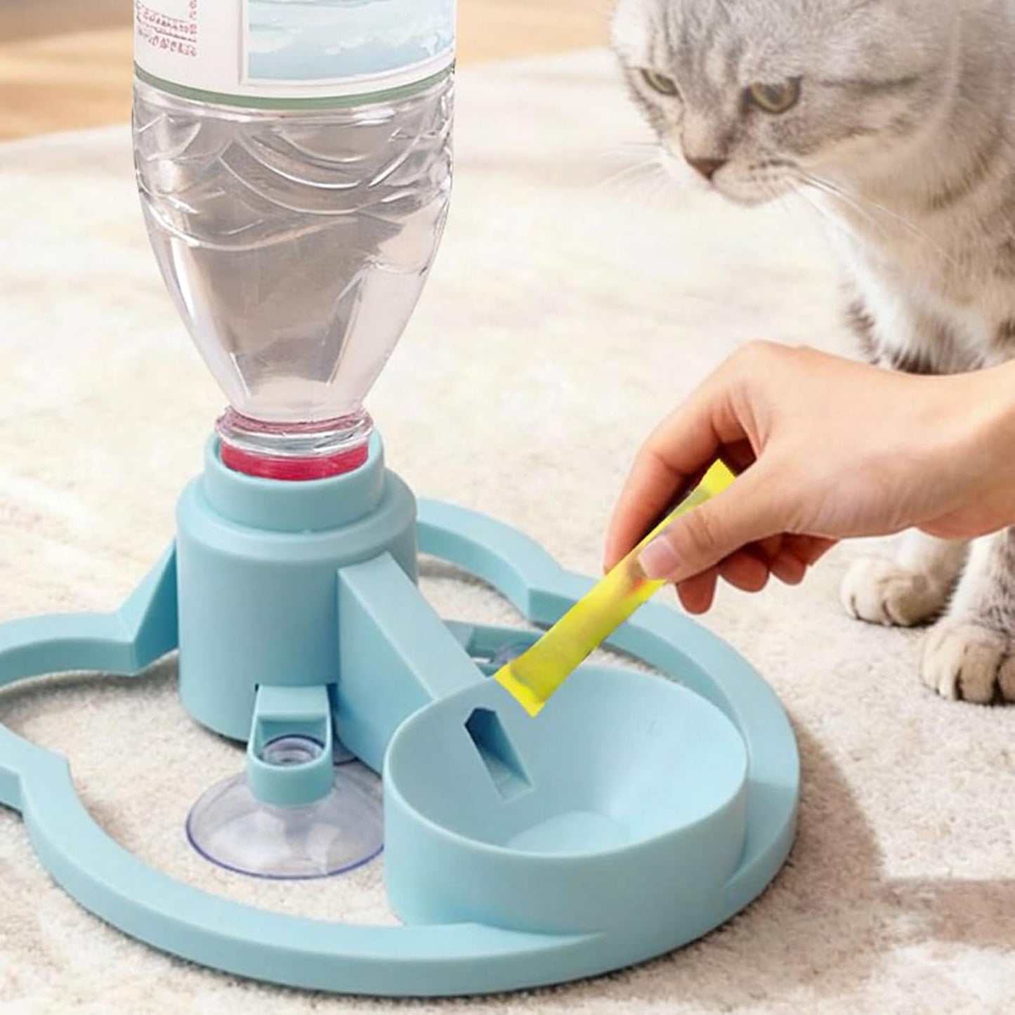 Cat Drink Dispenser Stand,Suction Cup Portable Rack | Kitten Water Bottle Basin Stand | for Puppy Kitten Small Medium Large Breed Balcony Home Travel Indoor Outdoor