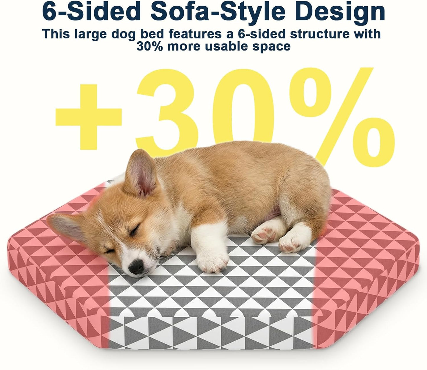 Orthopedic Dog Beds for Small Dogs, Pet Bed with 6 Sides,Removable & cleanable Cover，S