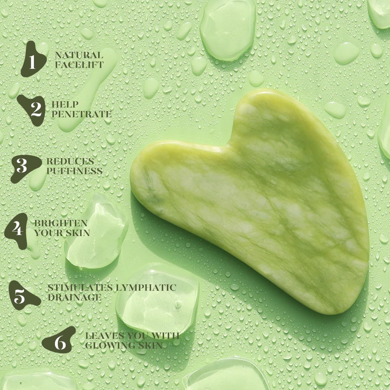 BAIMEI IcyMe Gua Sha & Jade Roller Facial Tools Face Roller and Gua Sha Set for Puffiness and Redness Reducing Skin Care Routine, Self Care for Men Women - Green