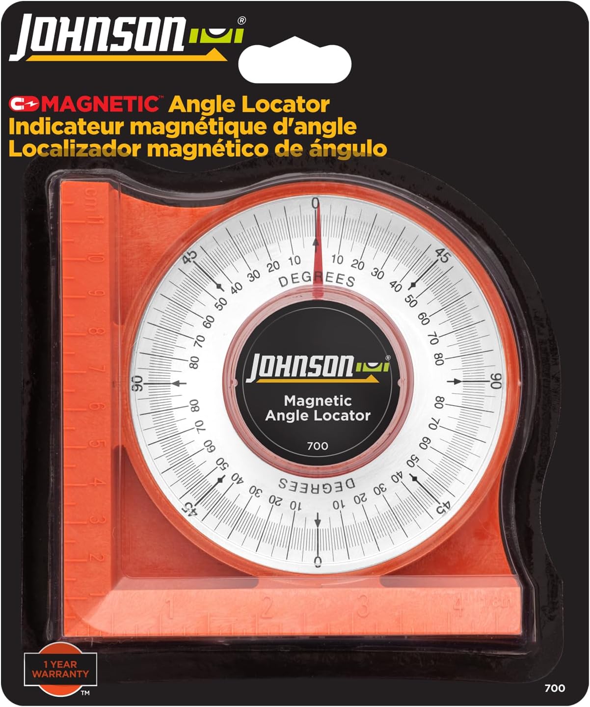 Johnson Level & Tool 700 Magnetic Angle Locator, Orange, 1 Locator