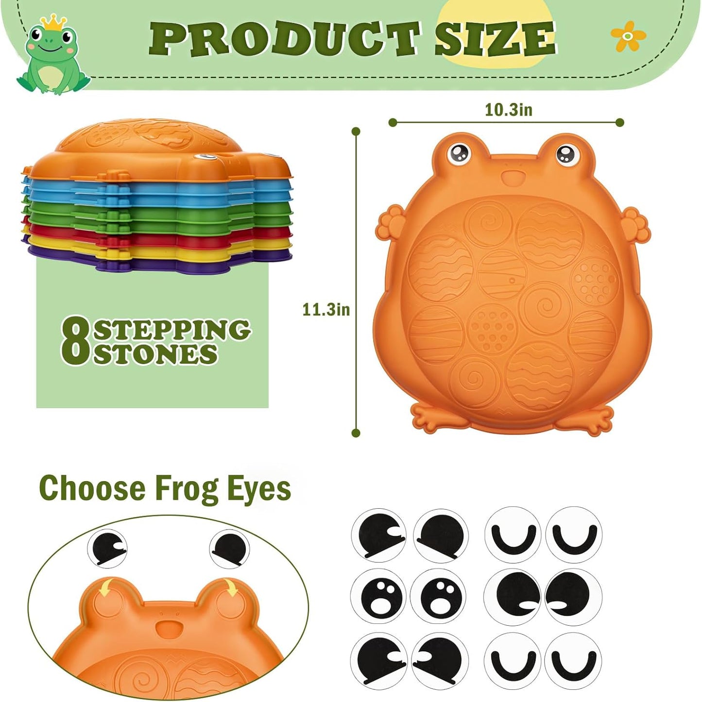Stepping Stones for Kids Outdoor Toys for Toddlers 3-5 8 Pcs Frog Balance Step Stone Up to 265lbs Indoor Outdoor Toy for Kids Obstacle Course Sensory Toys for Toddler Ages 3-8 Gift for Boys Girls