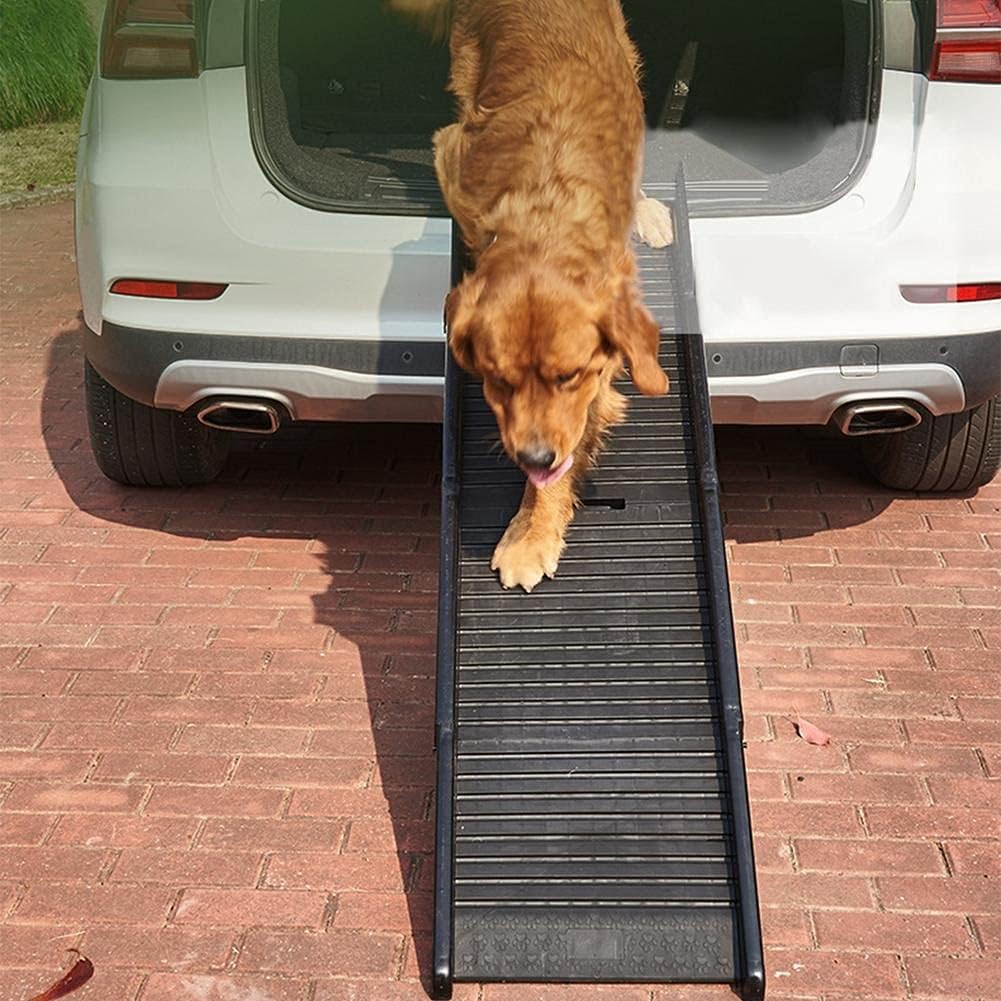 Pet Stairs Dog Ramp Lightweight Folding Pet Ladder Ramp Dog Stairs for High Beds Trucks Cars and SUV Over 5kg (Color : Black Size : Same Size)