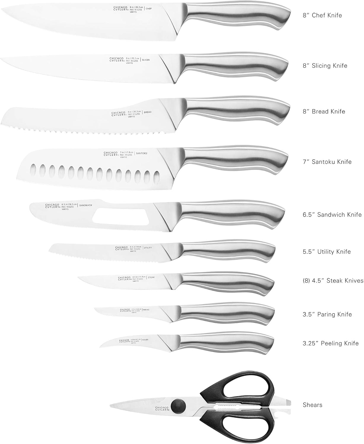Chicago Cutlery Insignia Guided Grip 18-Piece knife set with block
