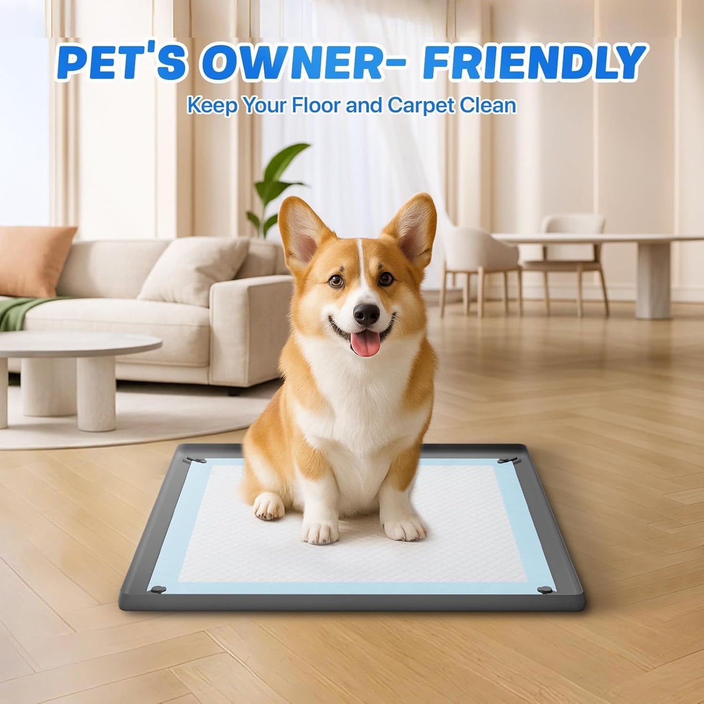 Pawinner 41PCS Puppy Pee Pad Holder Set for Dog, Non-Slip Silicone Dog Puppy Pad Holder for 24.4" x 24.4" Training Pads, High Edge Pee Pad Tray with 4 Magnetic Holder Clamps and 40pcs Puppy Potty Pad