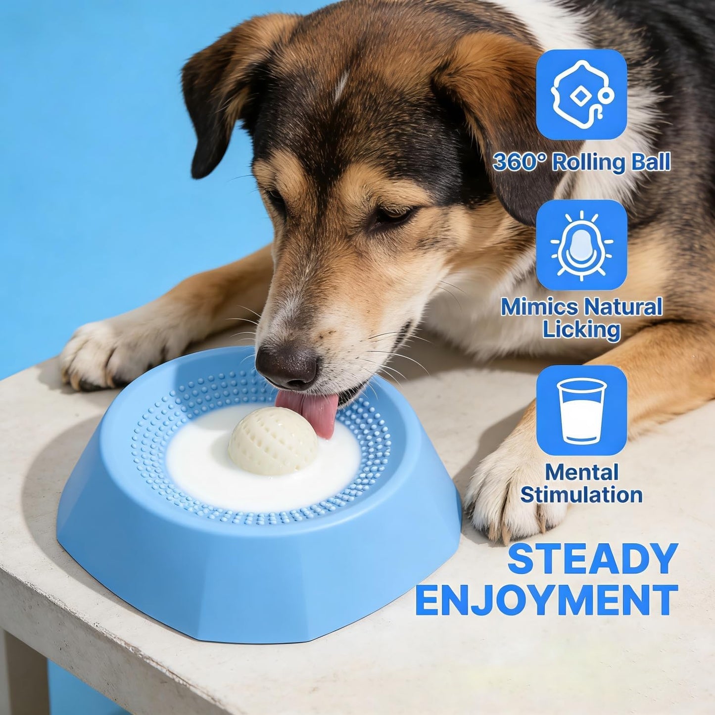 Slow Feeders with Non-Slip Base for Dogs & Cats, Interactive Entertained Ball-in for Liquid Treat and Anxieties Relief, Easy to Clean, Keep Your Pets Busy