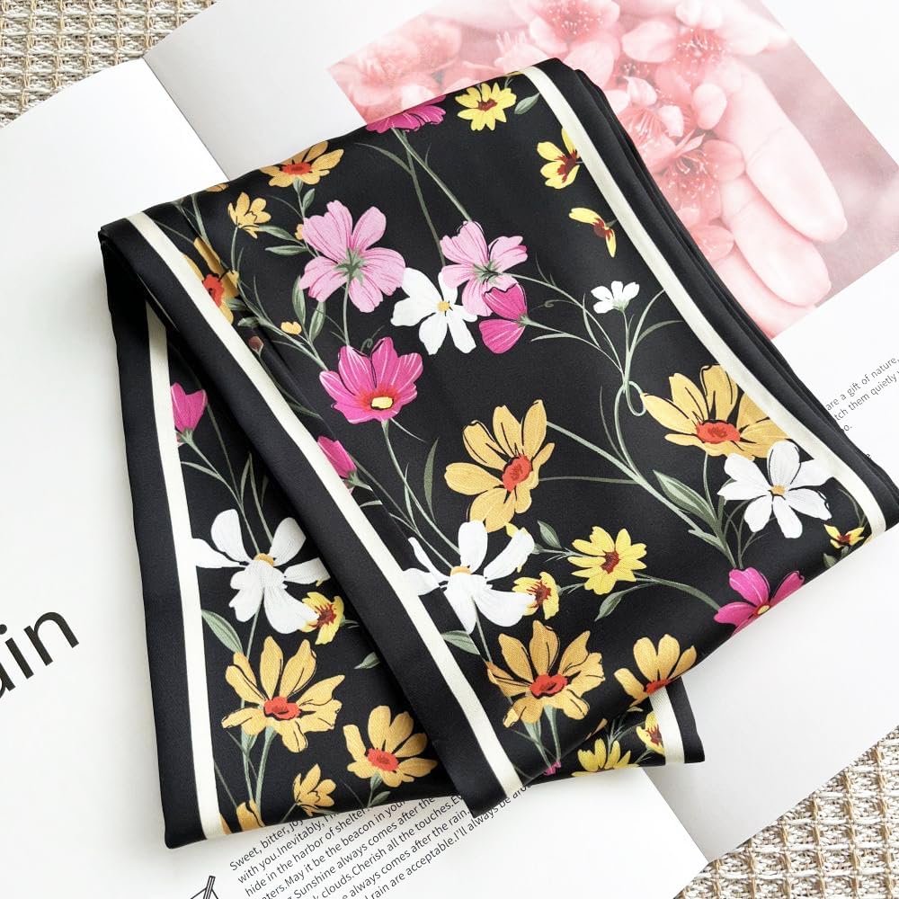 Silk Head Scarf for Hair Fashion Headwrap for Women Lightweight Neck Tie