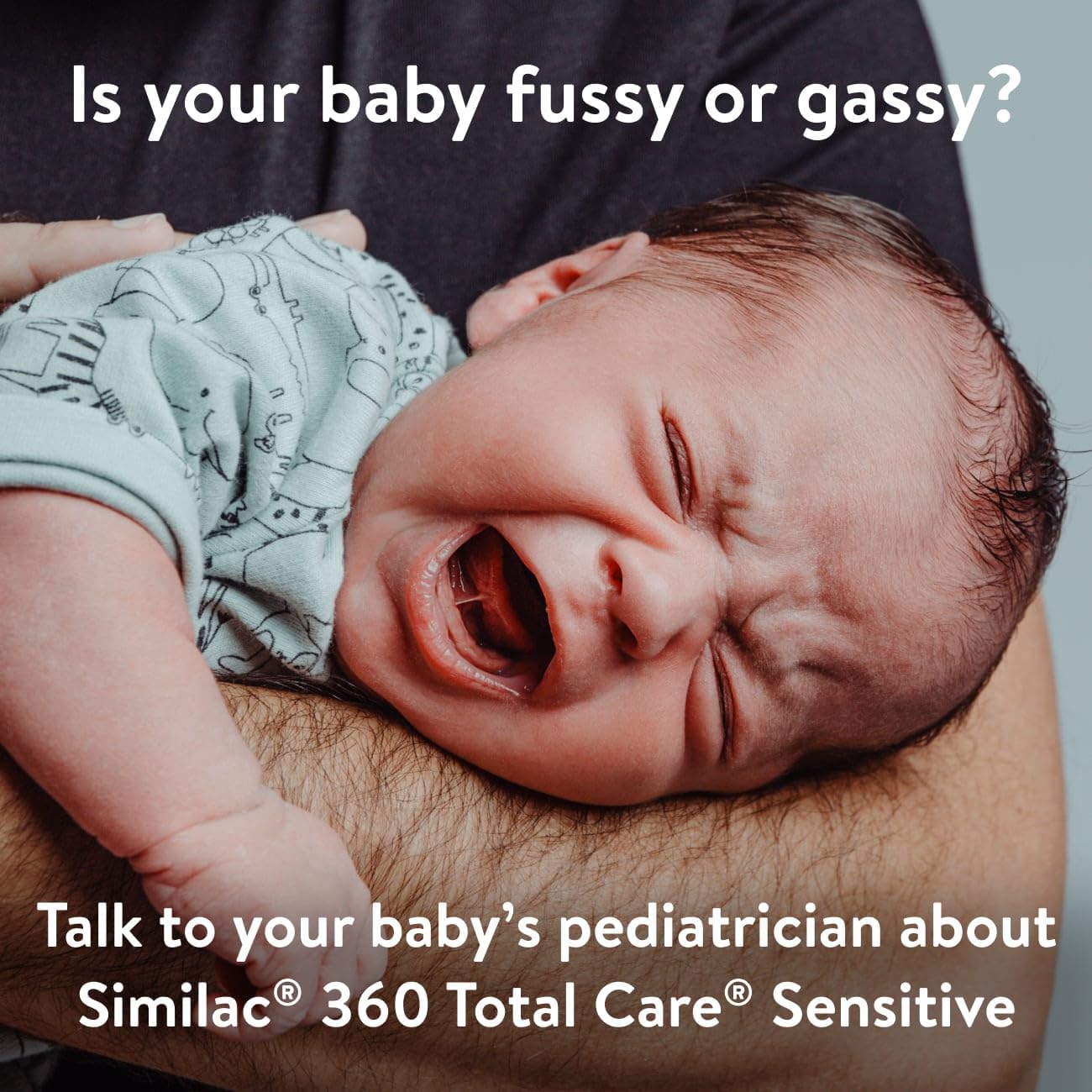 Similac 360 Total Care Sensitive Infant Formula for Fussiness & Gas Due to Lactose Sensitivity, Has 5 HMO Prebiotics, Baby Formula, Ready to Feed, 2-fl-oz Bottle, Pack of 12