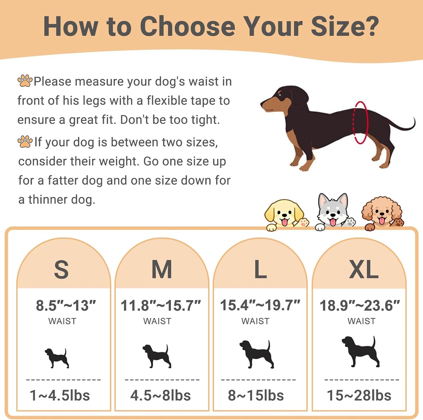 Mkono Male Dog Belly Band Wraps Washable Dog Diapers Male for Small and Medium Dogs (3 Pack), Waist 11.8 Inches to 15.7 Inches
