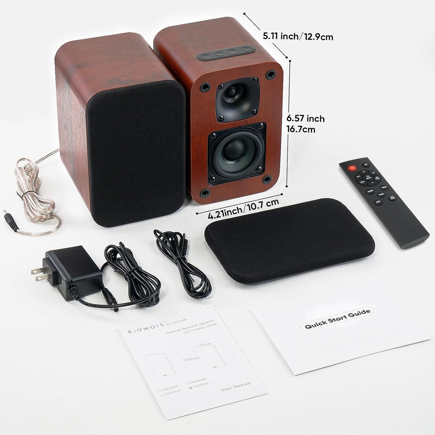 Powered Bluetooth Bookshelf Speakers, 40W Record Player Speakers with 2.75 Inch Woofer, Stereo Speakers with Optical/AUX/TV-ARC Connection for Turntable, No Receiver or Amplifier Required.