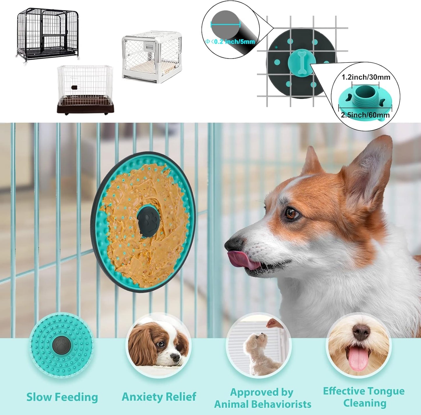 Lick Mat for Dogs, Dog Crate Lick Pads Slow Feeder, Lick Pad Crate Training Toy Crate Lick Plate,Very Suitable Peanut Butter, Treats Yogurt, Bolognese, for Boredom Relief Licking Pad