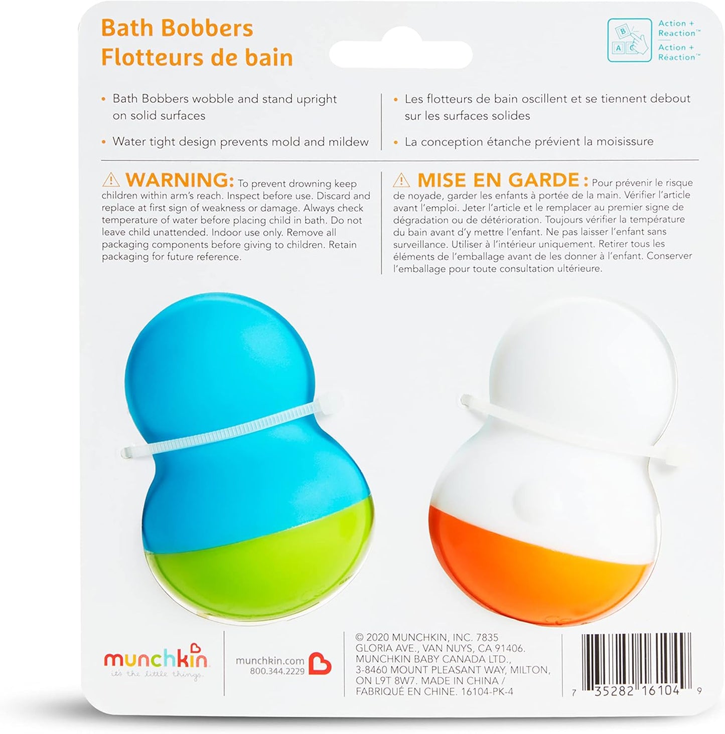 Munchkin® Bath Bobbers Mold Free Baby and Toddler Bath Toy, 6+ Months, Polar Bear/Penguin
