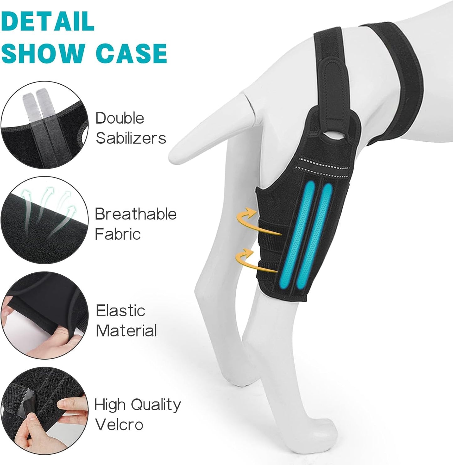 Dog Knee Brace–Adjustable Support Brace for Torn Acl Hind Legs with 2 Stabilizer Support to Reduces Pain, Ligament Injuries & Luxating Patella for Small Medium Large Dogs (Left Leg, M)
