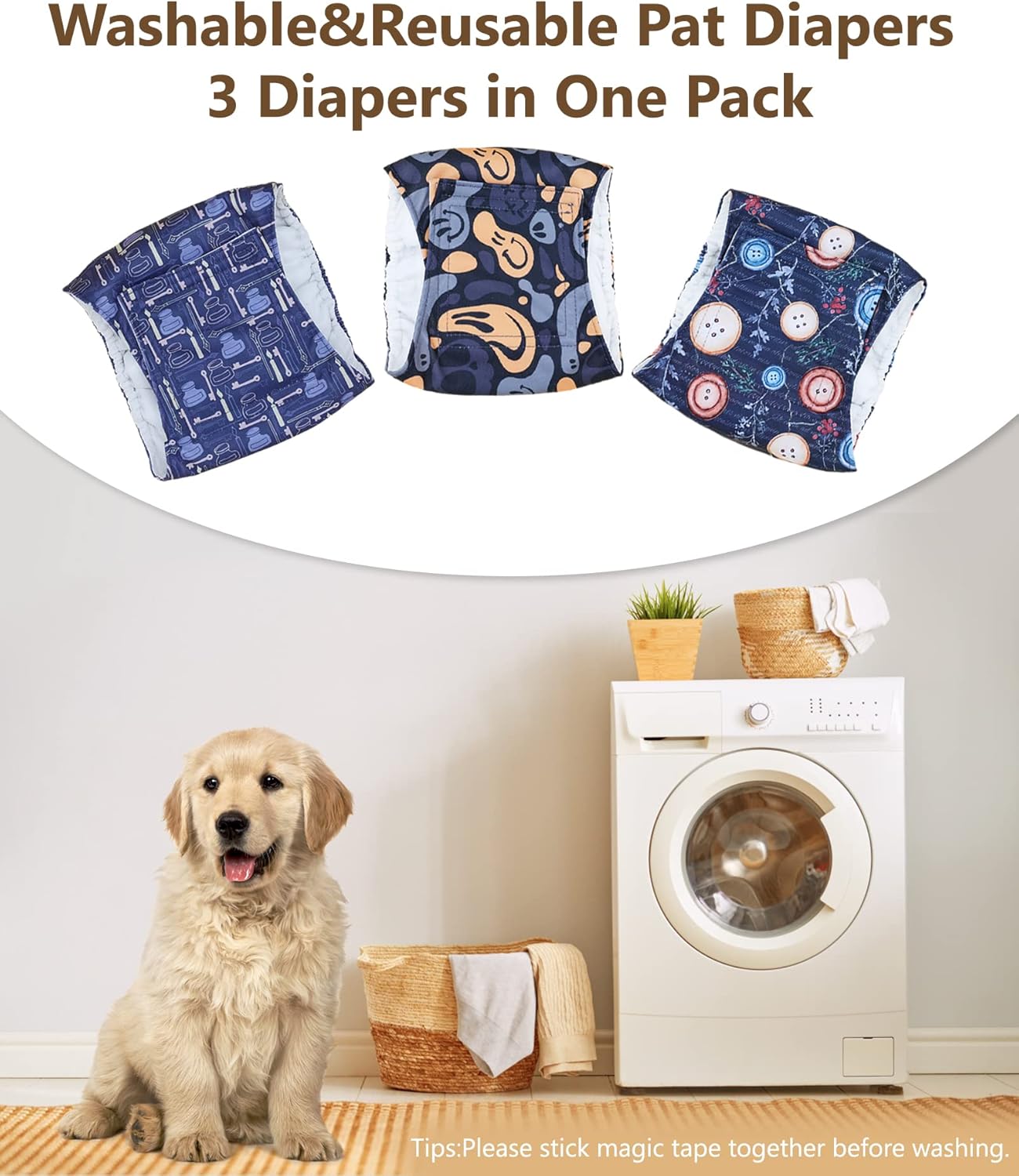 TDIAPERS Washable Belly Bands for Male Dogs,Pack of 3 Premium Male Dog Diapers, Reusable Dog Belly Wrap, X-Small