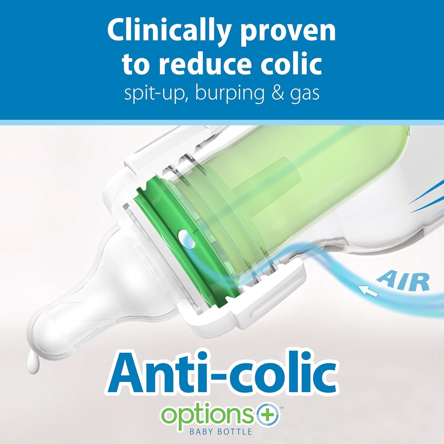 Dr. Brown's Natural Flow Anti-Colic Options+ Narrow Baby Bottle, Goat and Squirrel, 8 oz/250 mL, with Level 1 Slow Flow Nipple, BPA Free, 0m+, 2-Pack