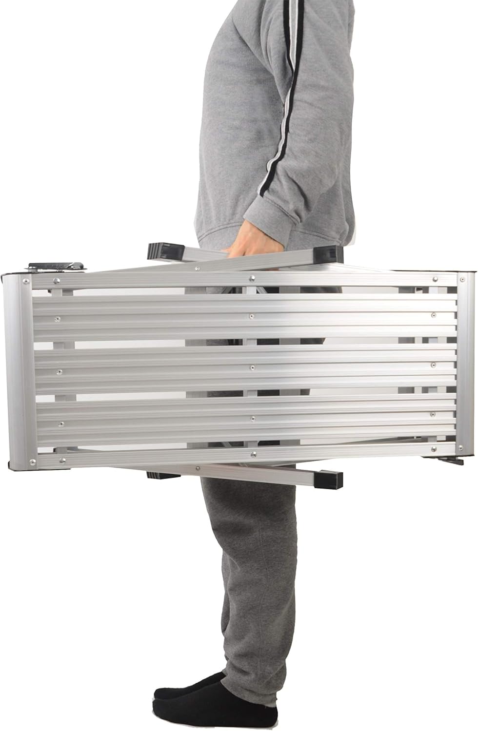 LEADALLWAY Work Platform Aluminum 30"x12"x20" Step Ladder Heavy Duty Foldable Aluminum Platform 330 Lbs Capacity