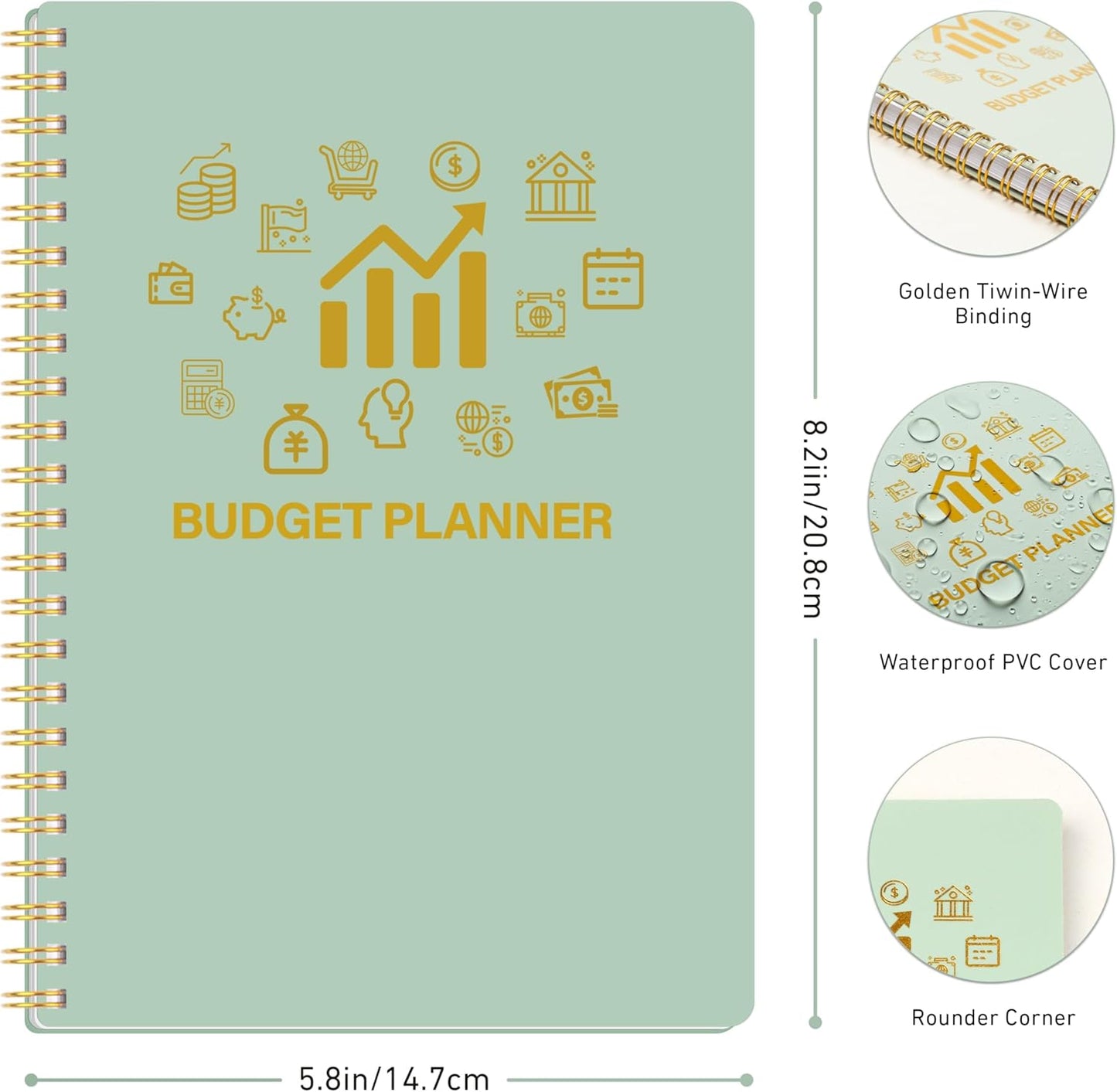 Budget Planner - Monthly Financial Planner Organizer with Expense Budget Book/Expense Tracker Notebook/Accounting Book to Manage Your Money Effectively, Start Anytime, A5(5.8" * 8.2") Green