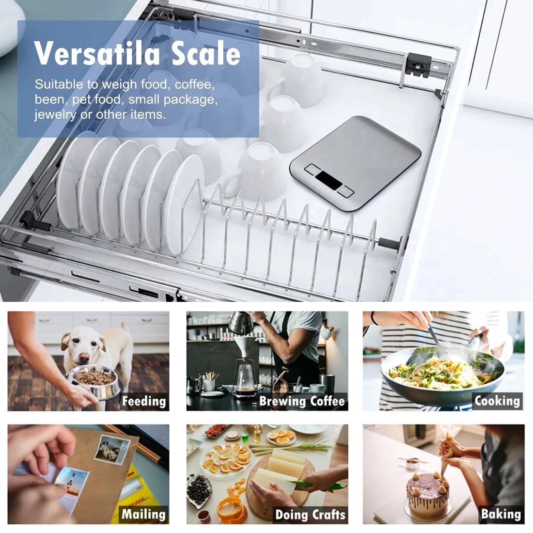 Food Scale, Kitchen Scales Digital Weight Food Grams and Ounces for Weight Loss Baking Cooking of NUTRI FIT, Max 11lb 1g Increment, Backlight LCD Smart Tare Stainless Steel, Easy to Use, AAA Battery