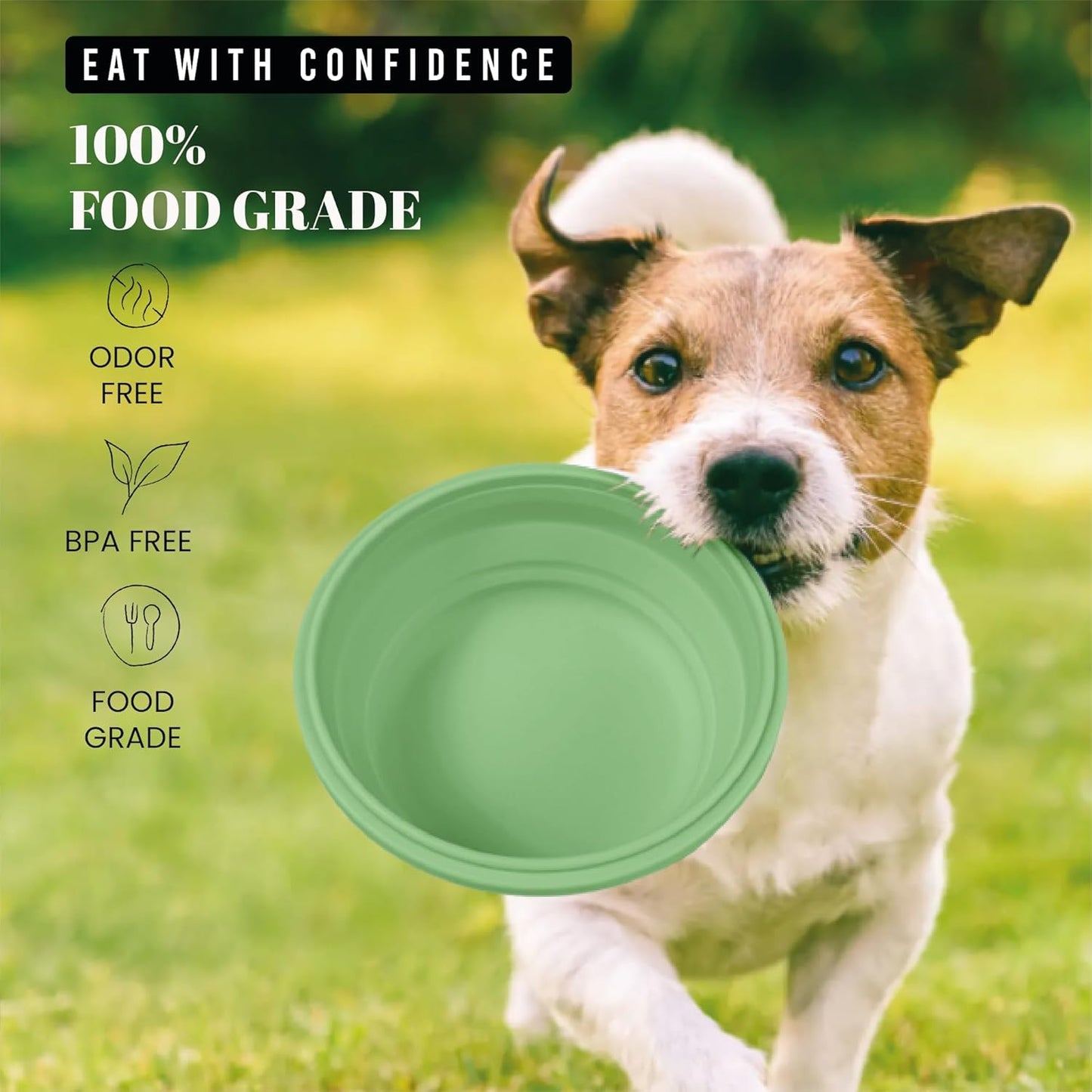 AVERYDAY 45oz Airtight Collapsible Dog Bowls with Lids, 2 Pack Portable Travel Dog Bowls for Large Medium Breeds, Silicone Food and Water Dish, 5.5 Cups Foldable Pet Bowl for Traveling and Camping