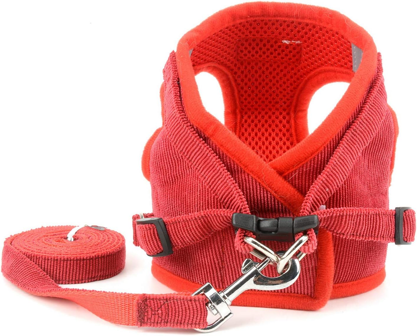 SELMAI Comfortable Cat Harness and Leash Kitten Vest No Pull No Choke Escape Proof Soft Mesh Reflective for Puppy Extra-Small/Small Dogs Walking Corduroy Jacket Adjustable Breathable Lightweight