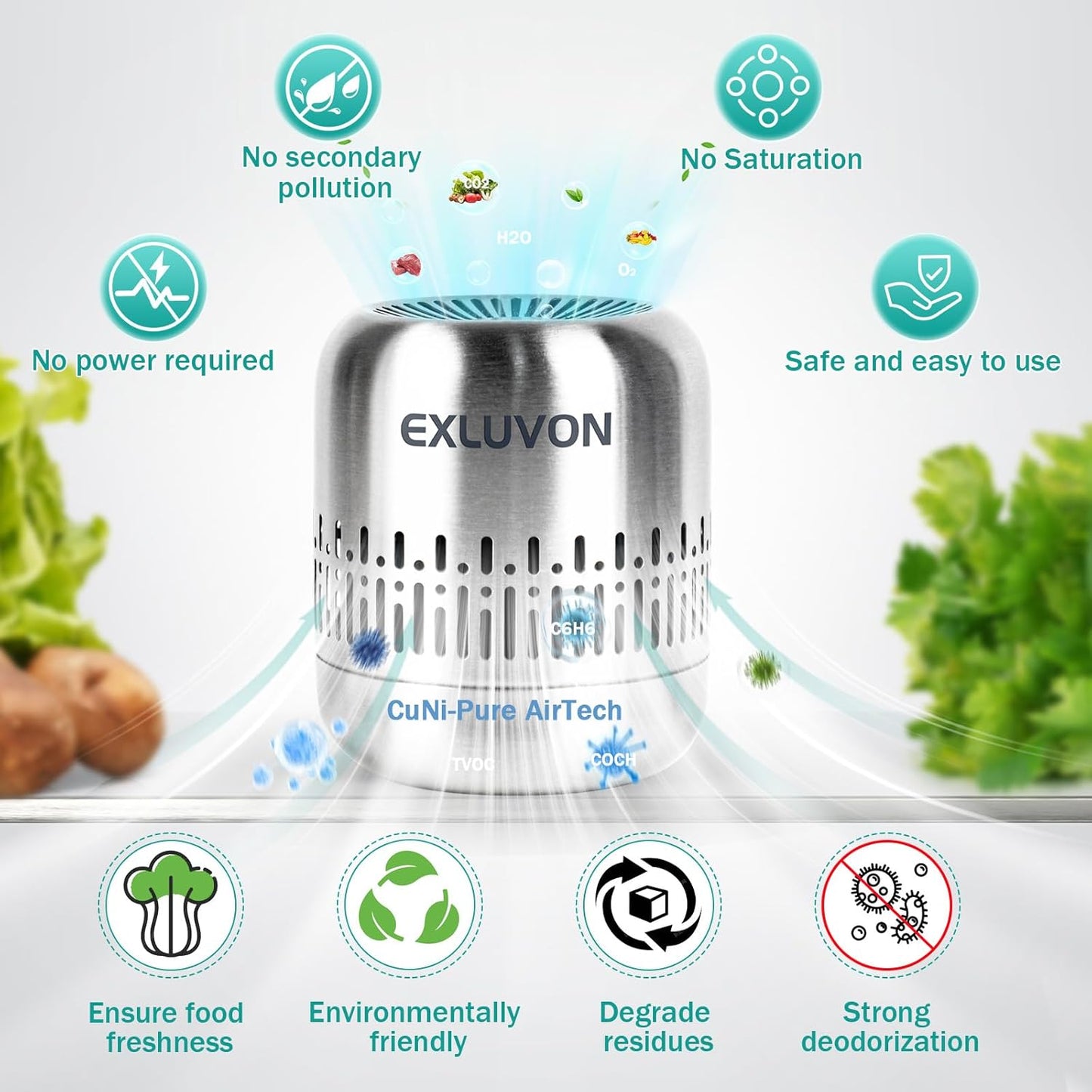 Refrigerator Deodorizer,Lasts for 10 Years,Fridge Deodorizer Kitchen Gadgets Odor Eliminator for Fridge & Freezer, Room,RV and New Home,More Effective Than Baking Soda Charcoal Air Purifier