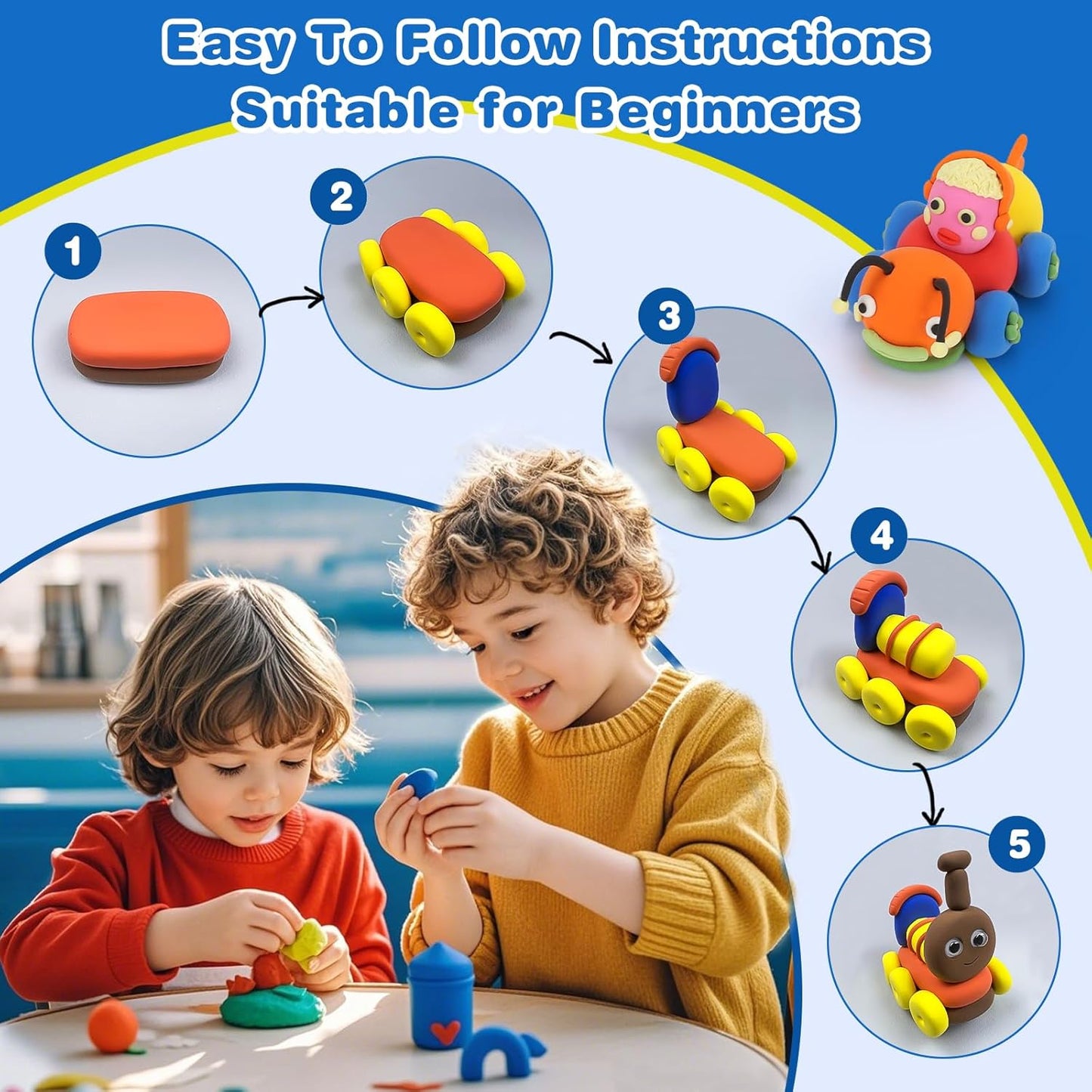Air Dry Clay, 30 Colors Modeling Clay for Kids, DIY Model Toys with Sculpting Tools, Soft & Non-Sticky, Home Party Favors, Birthday & Christmas Gifts for Age 3-12 Years Old Boys Girls Kids