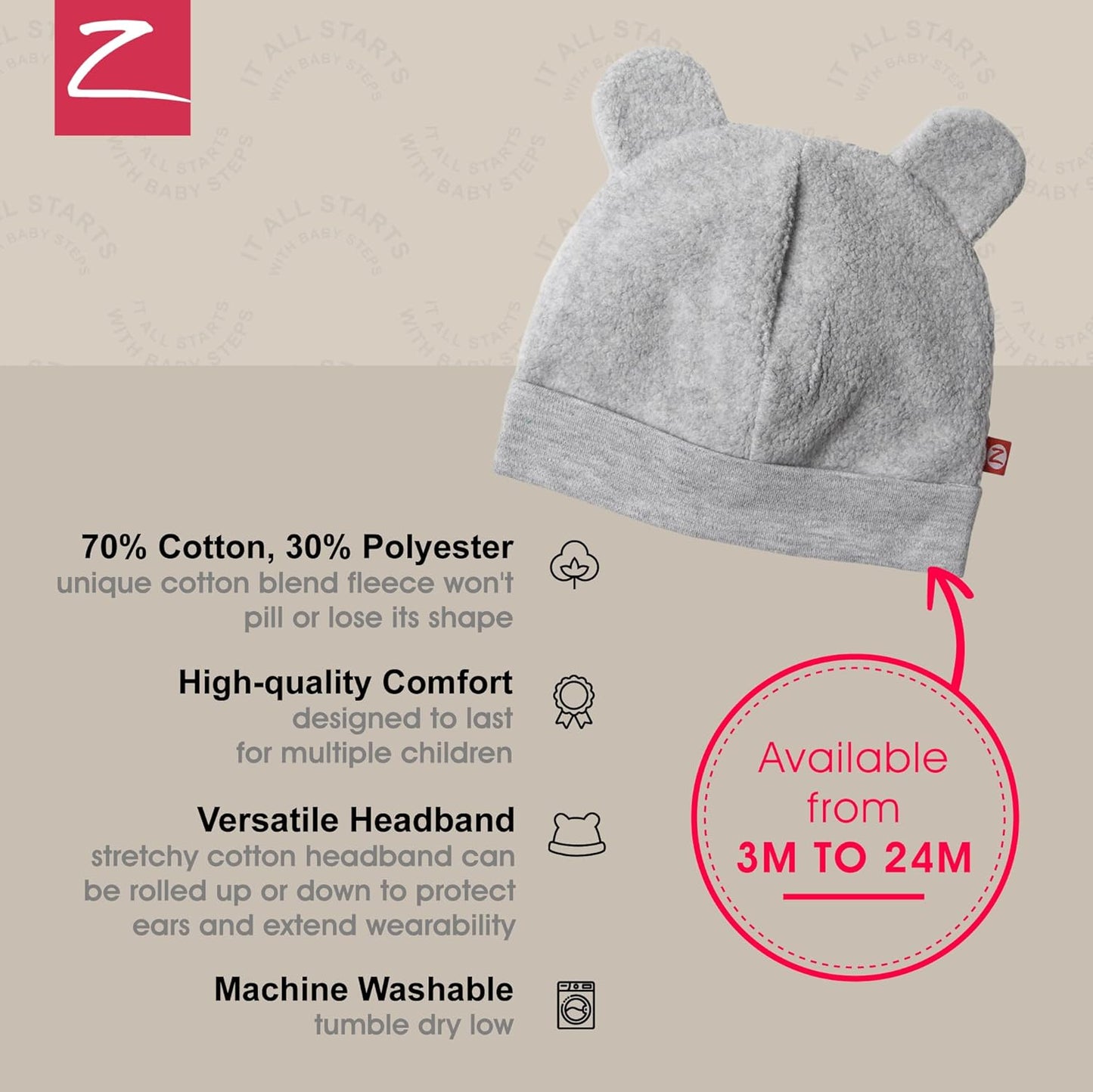 Zutano Unisex Baby Fleece Hat, Winter Baby Hat for Boys and Girls, Cold-Weather Baby Gear, Infant Cap