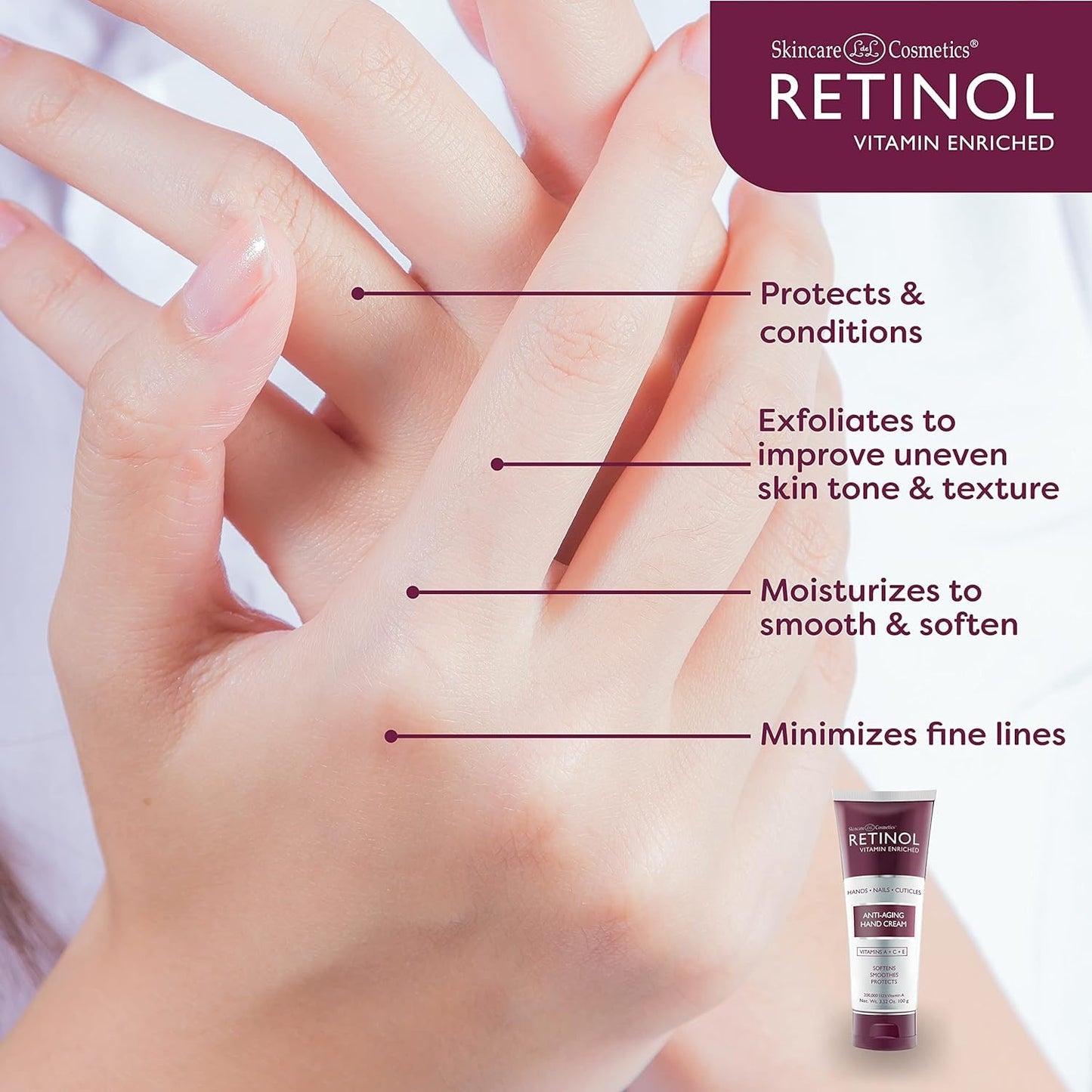 LIVAURA Retinol Anti-Aging Hand Cream – The Original Brand For Younger Looking Hands –Rich, Velvety Conditions & Protects Skin, Nails & Cuticles – Vitamin A Minimizes Age’s Effect on Skin (Women's)